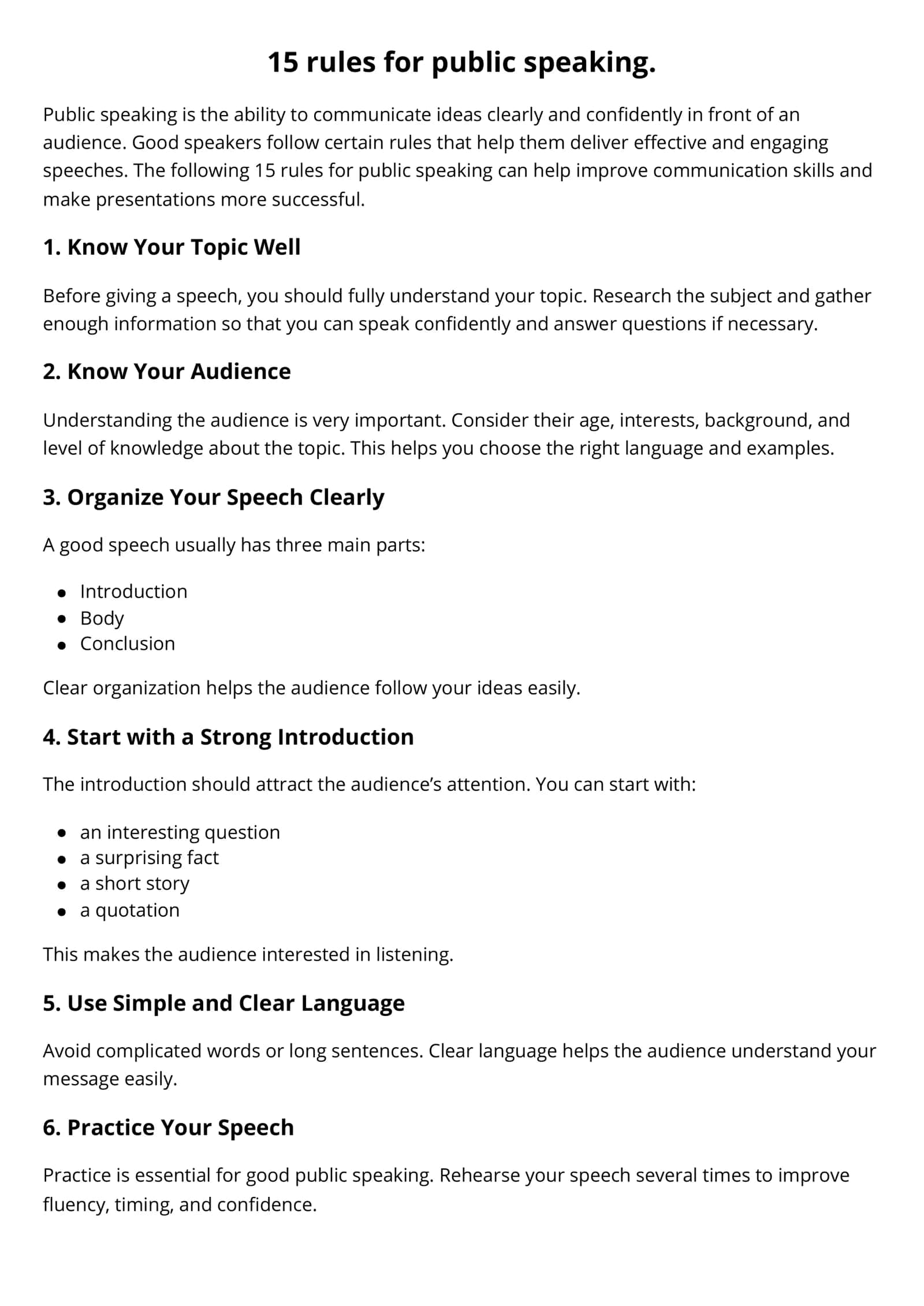 15 rules for public speaking 1