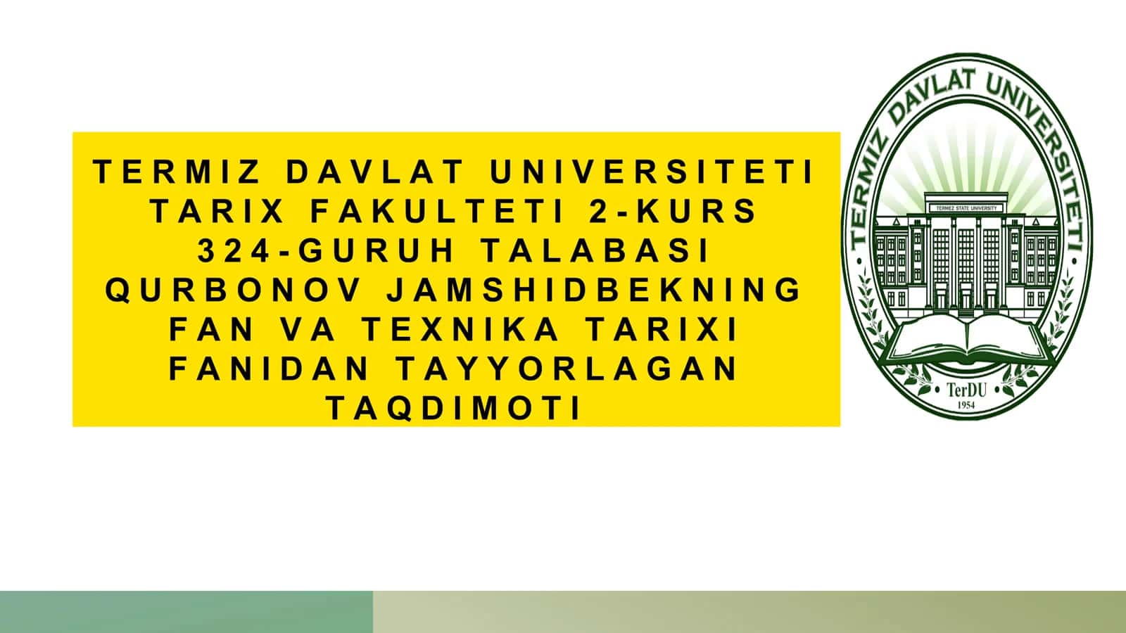 Temuriylar davrida Movarounnahr va Xuroson Tarix Fanidan Tayyorlagan Taqdimoti 1