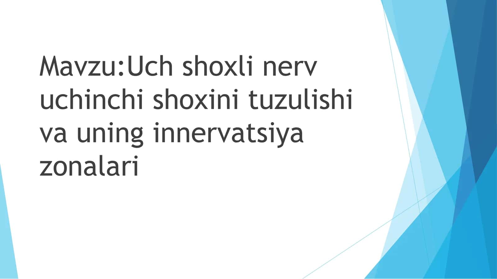 Uch shoxli nerv, uchinchi shoxini tuzulishi va uning innervatsiya zonalari 1