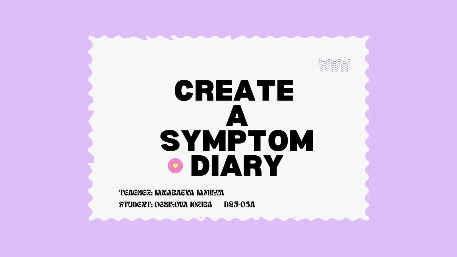 Symptom Diary Creation 1