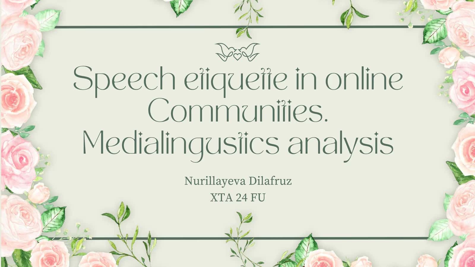 Speech etiquette in online Communities. Medialingustics analysis 1