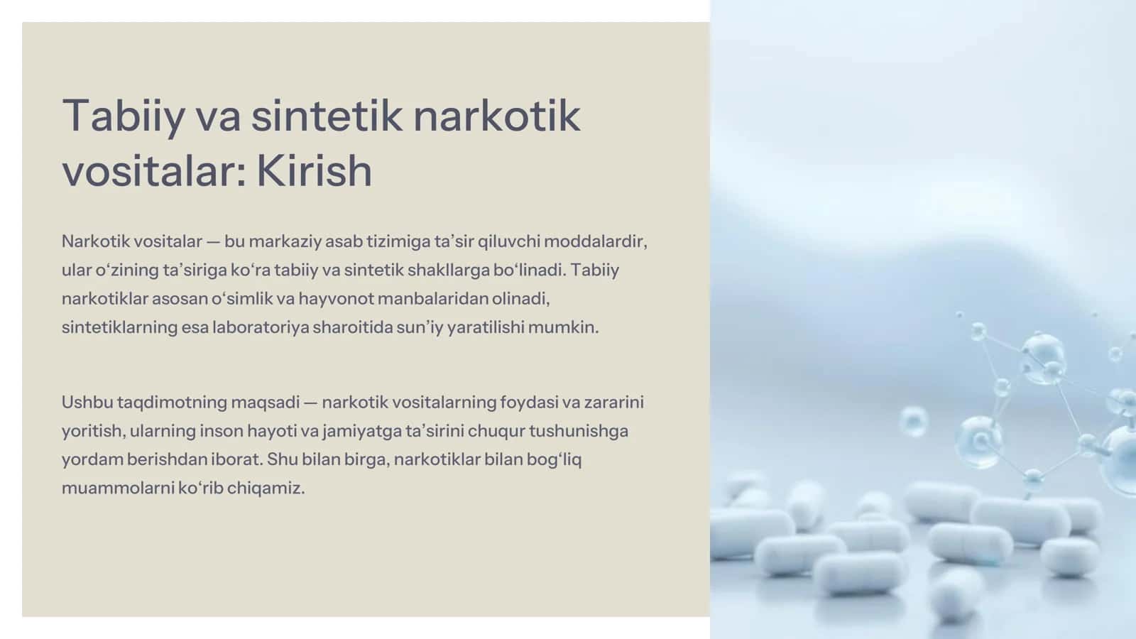 Tabiiy va sintetik narkotik vositalar 1