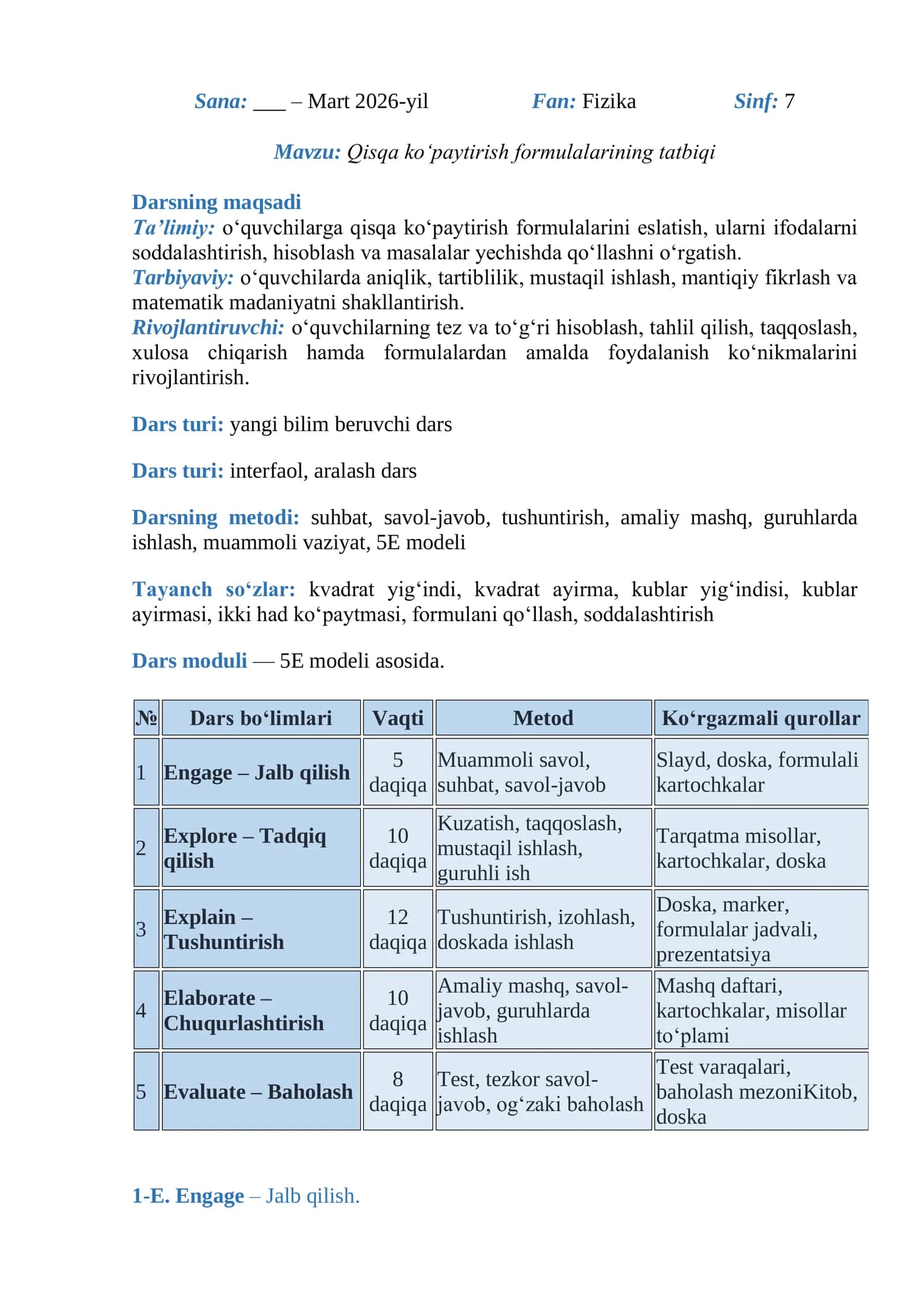 Qisqa ko‘paytirish formulalarining tatbiqi 1