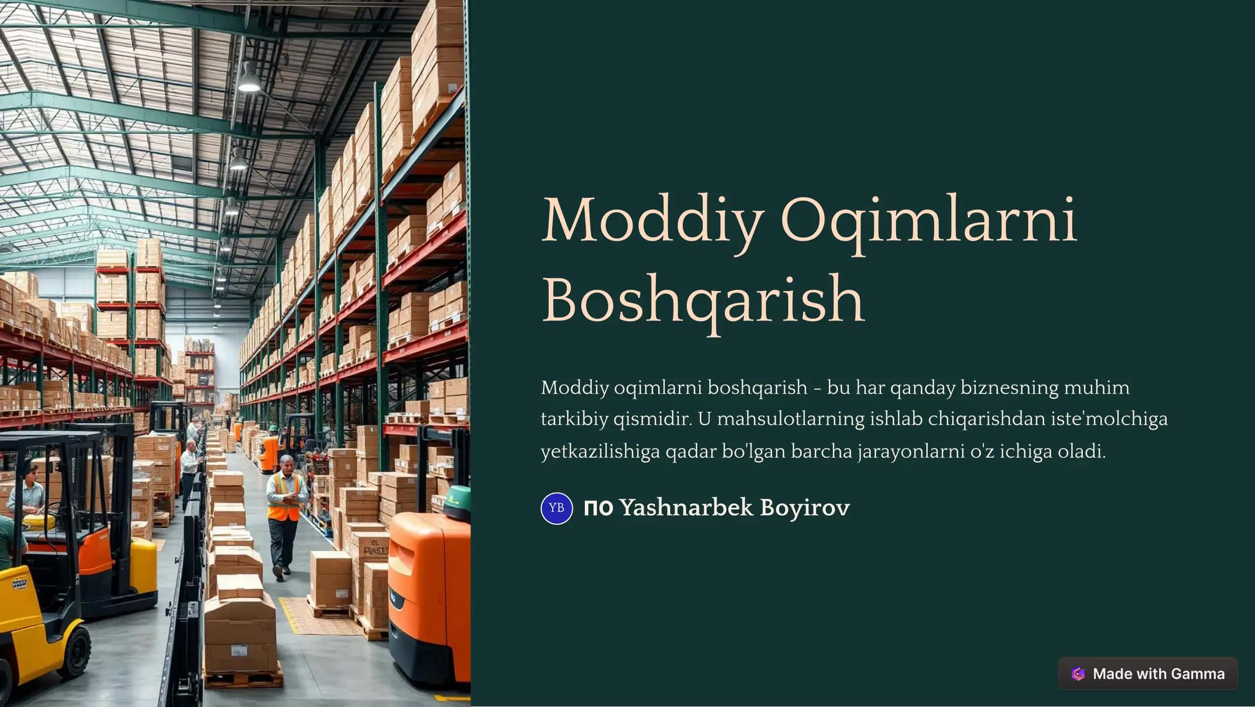 Moddiy Oqimlarni Boshqarish 1