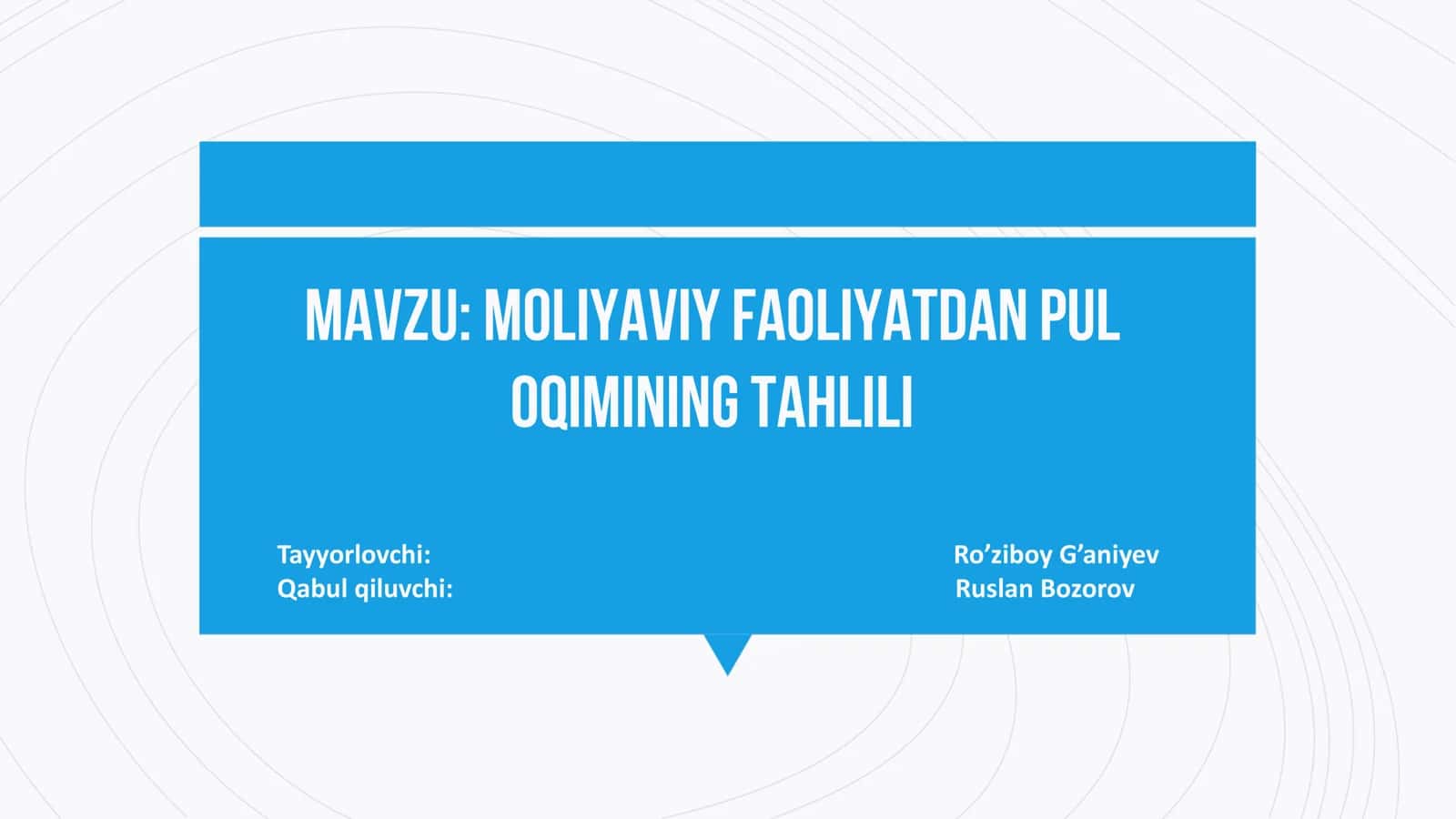 Moliyaviy faoliyatdan pul oqimining tahlili 1