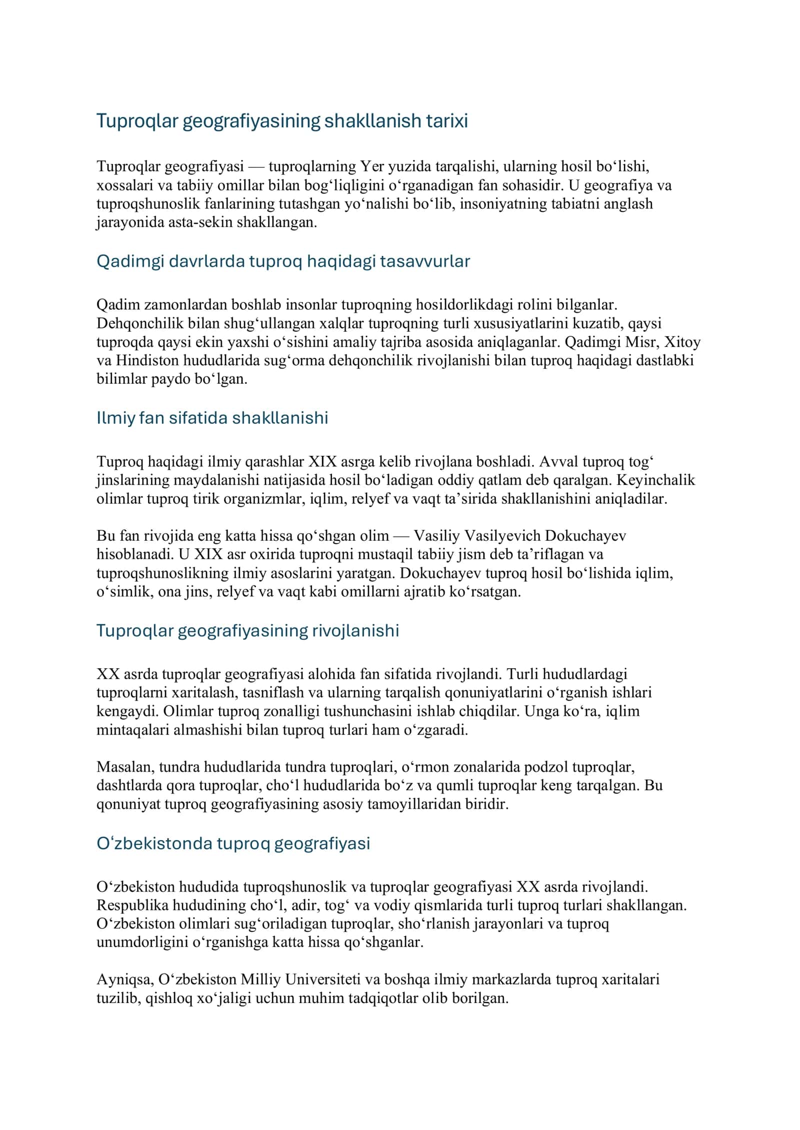 Tuproqlar geografiyasining shakllanish tarixi 1
