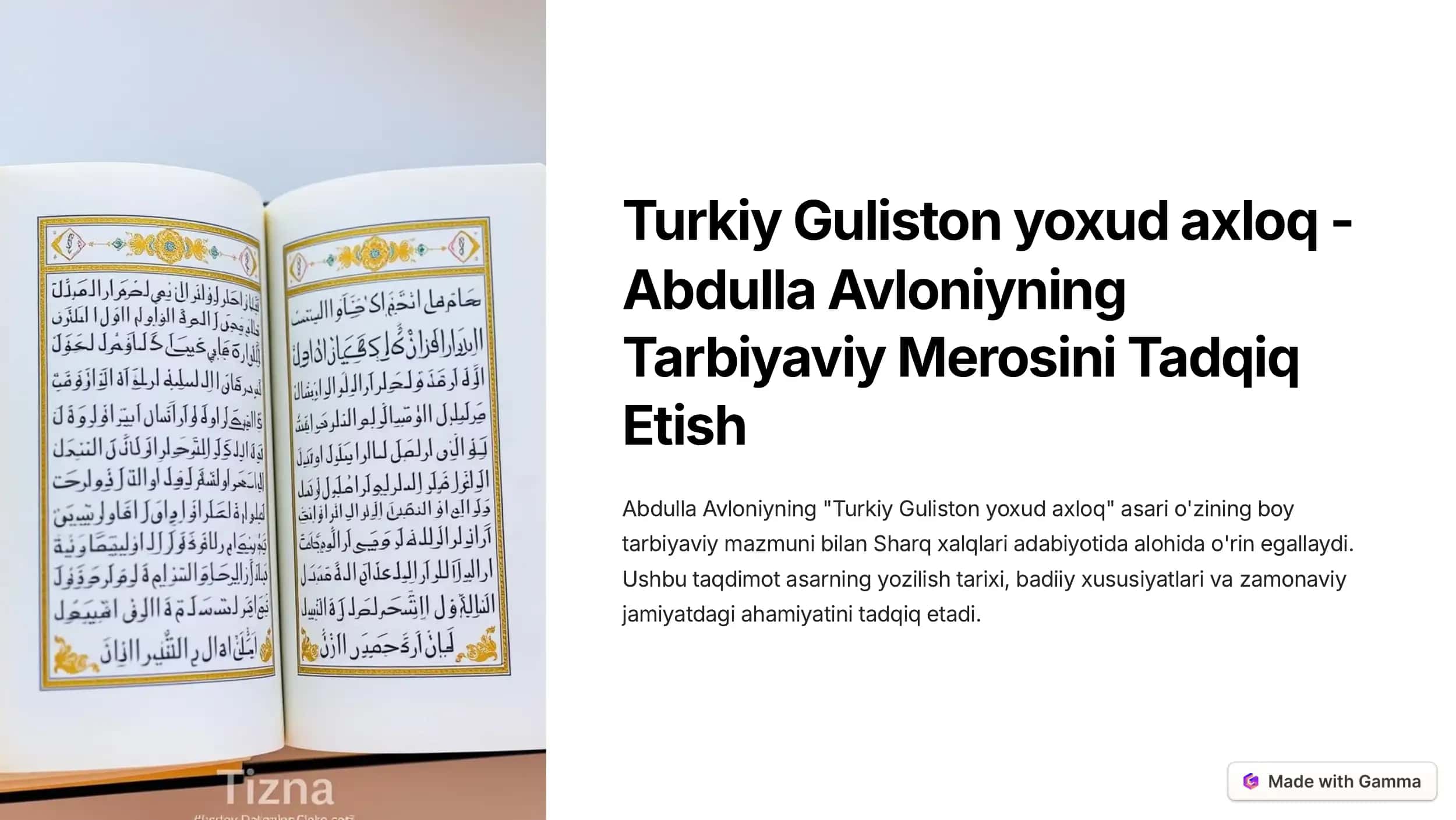 Turkiy Guliston yoxud axloq 1