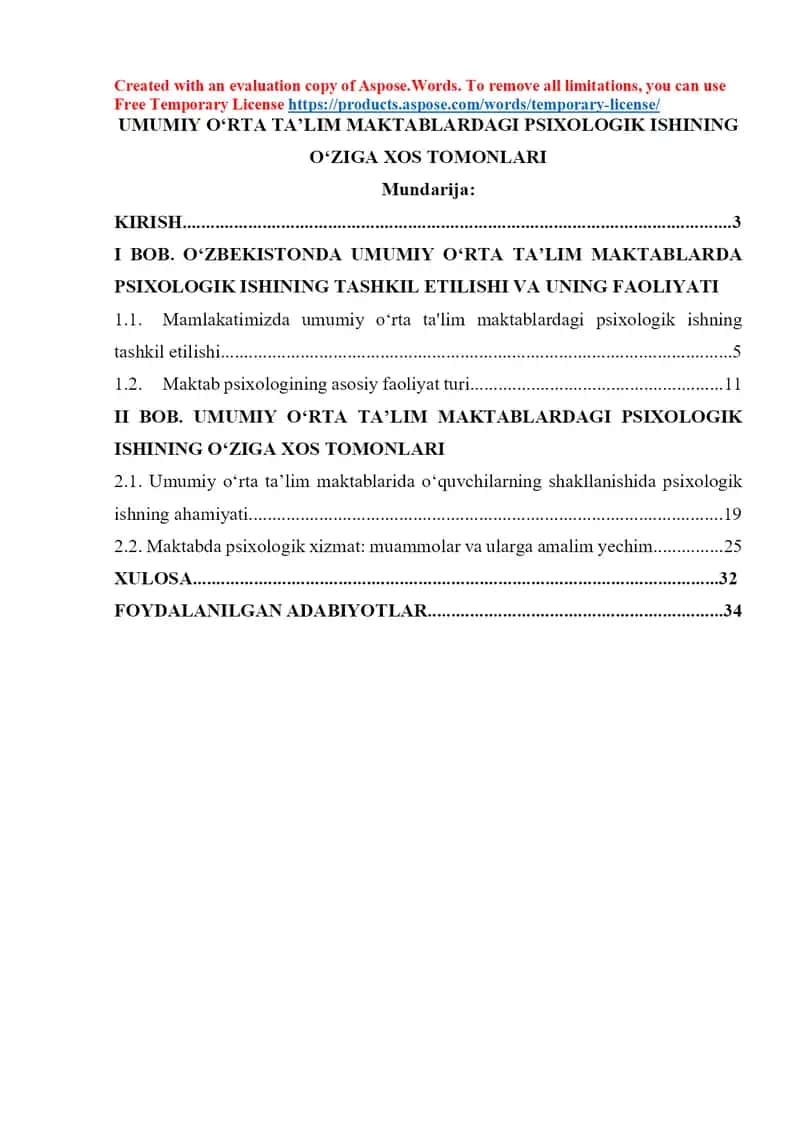 Umumiy o‘rta ta’lim maktablardagi psixologik ishining o‘ziga xos tomonlari 1