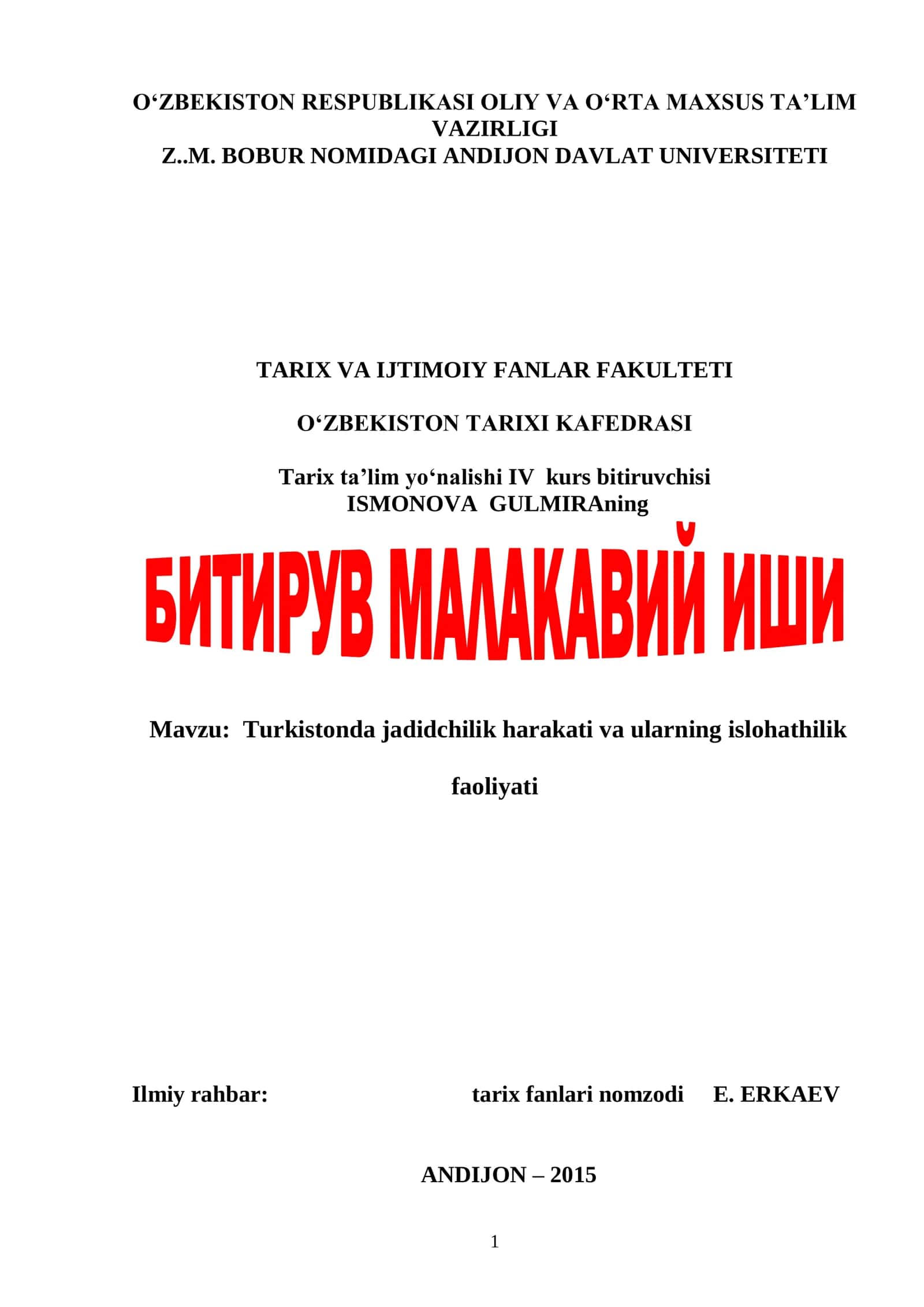 Turkistonda jadidchilik harakati va ularning islohathilik faoliyati 1