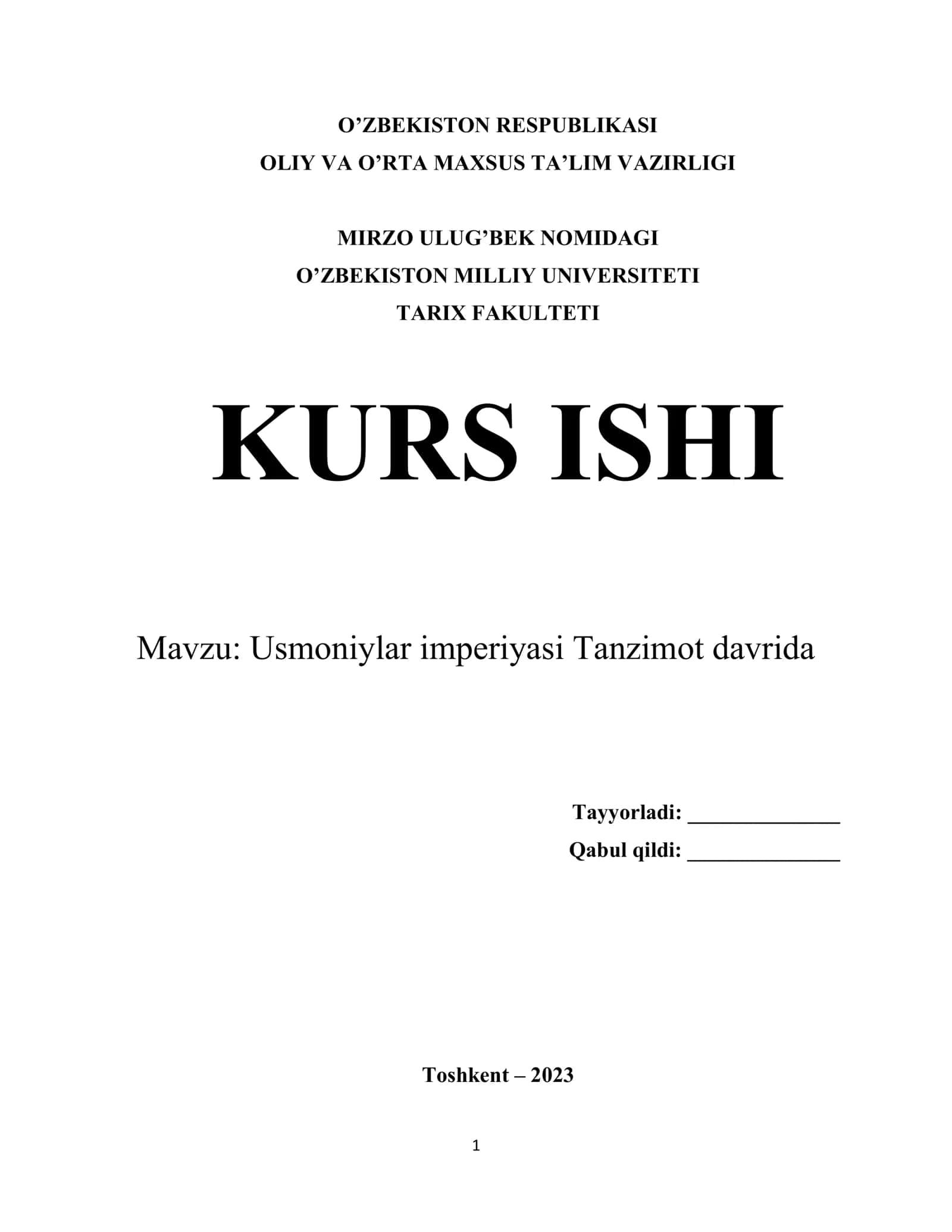 Usmoniylar imperiyasi Tanzimot davrida 1