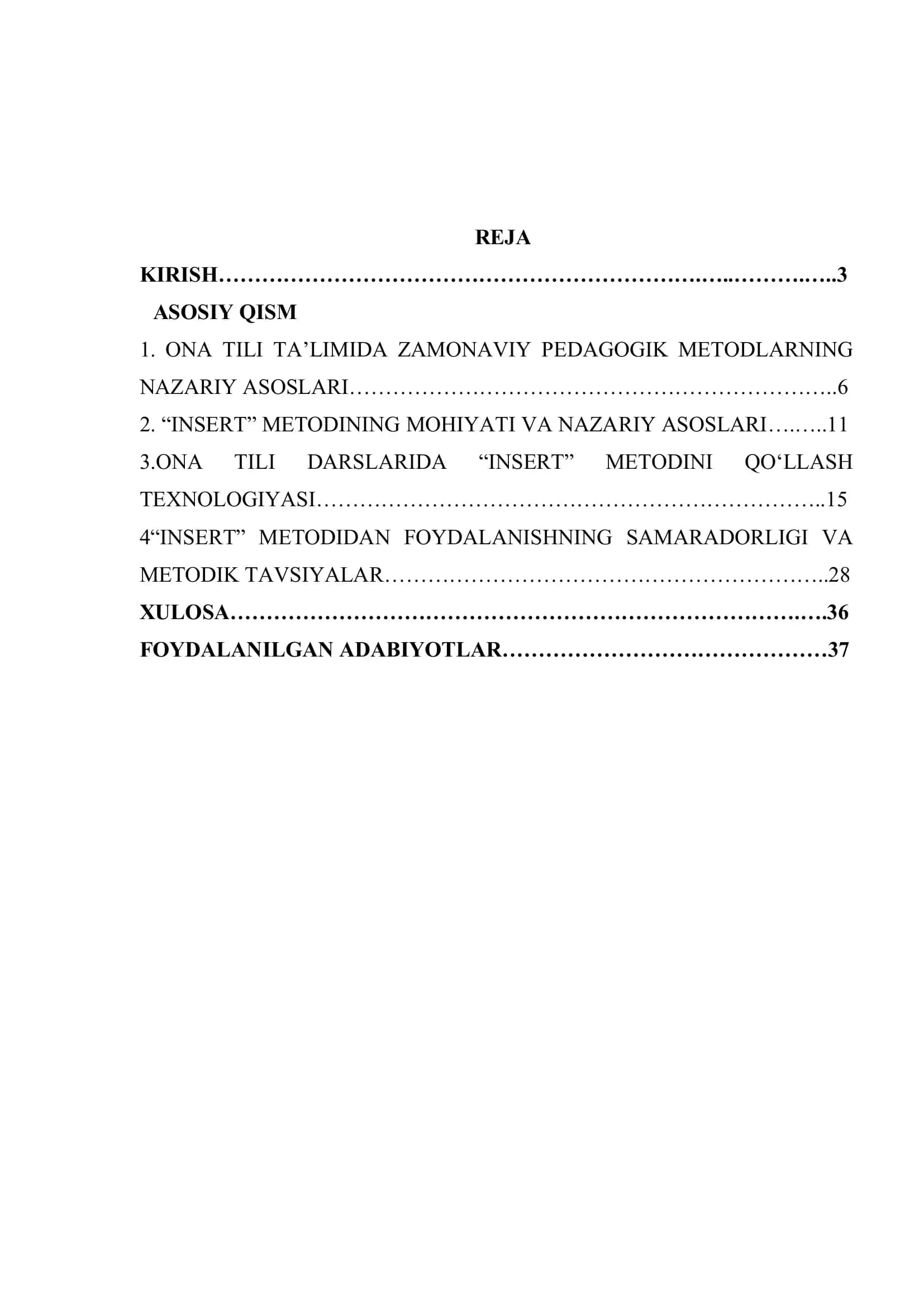 Ona tili darslarida “INSERT” metodidan foydalanish 1