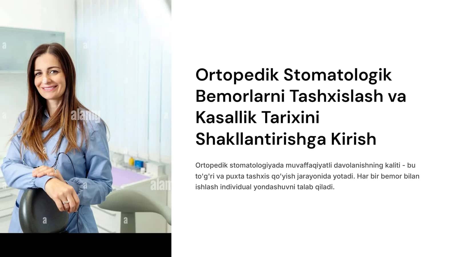 Kasallik tarixi . Ortopedik stomatologik bemorlarga tashxis qo‘yish va uni shakllantirish 1