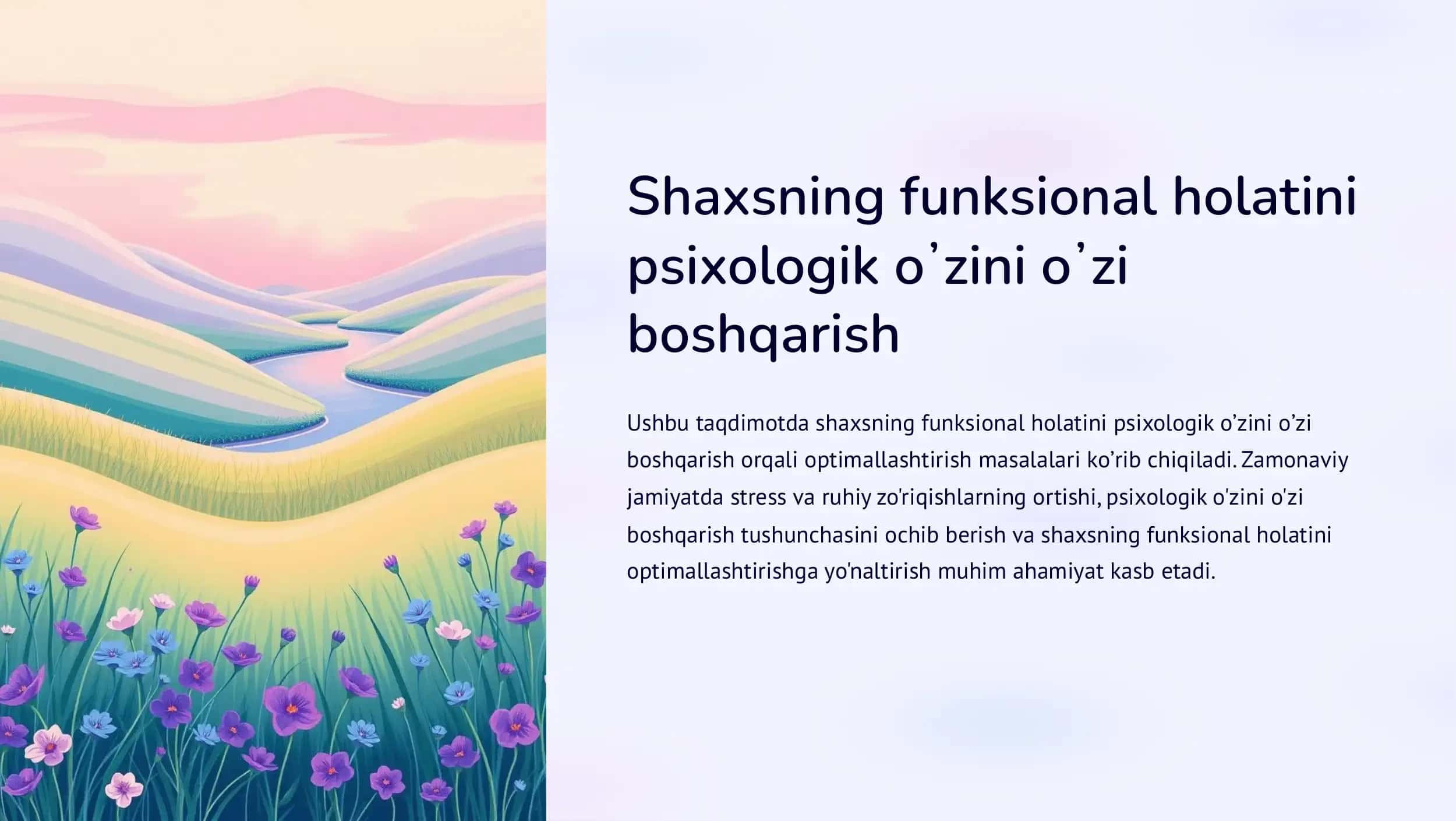 Shaxsning funksional holatini psixologik o'zini o'zi boshqarish 1