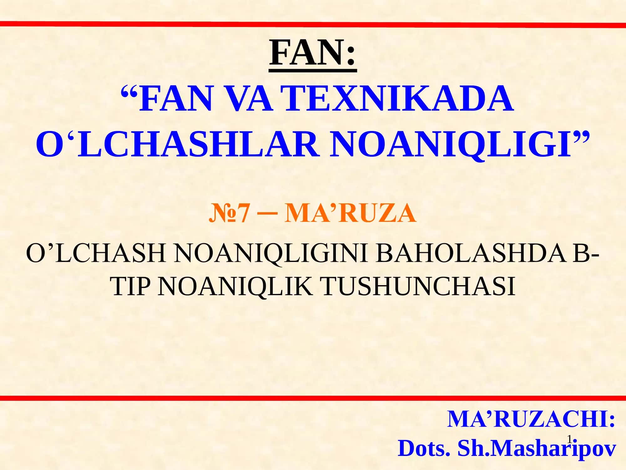 Standart noaniqlikni baholash B tip boʼyicha 1