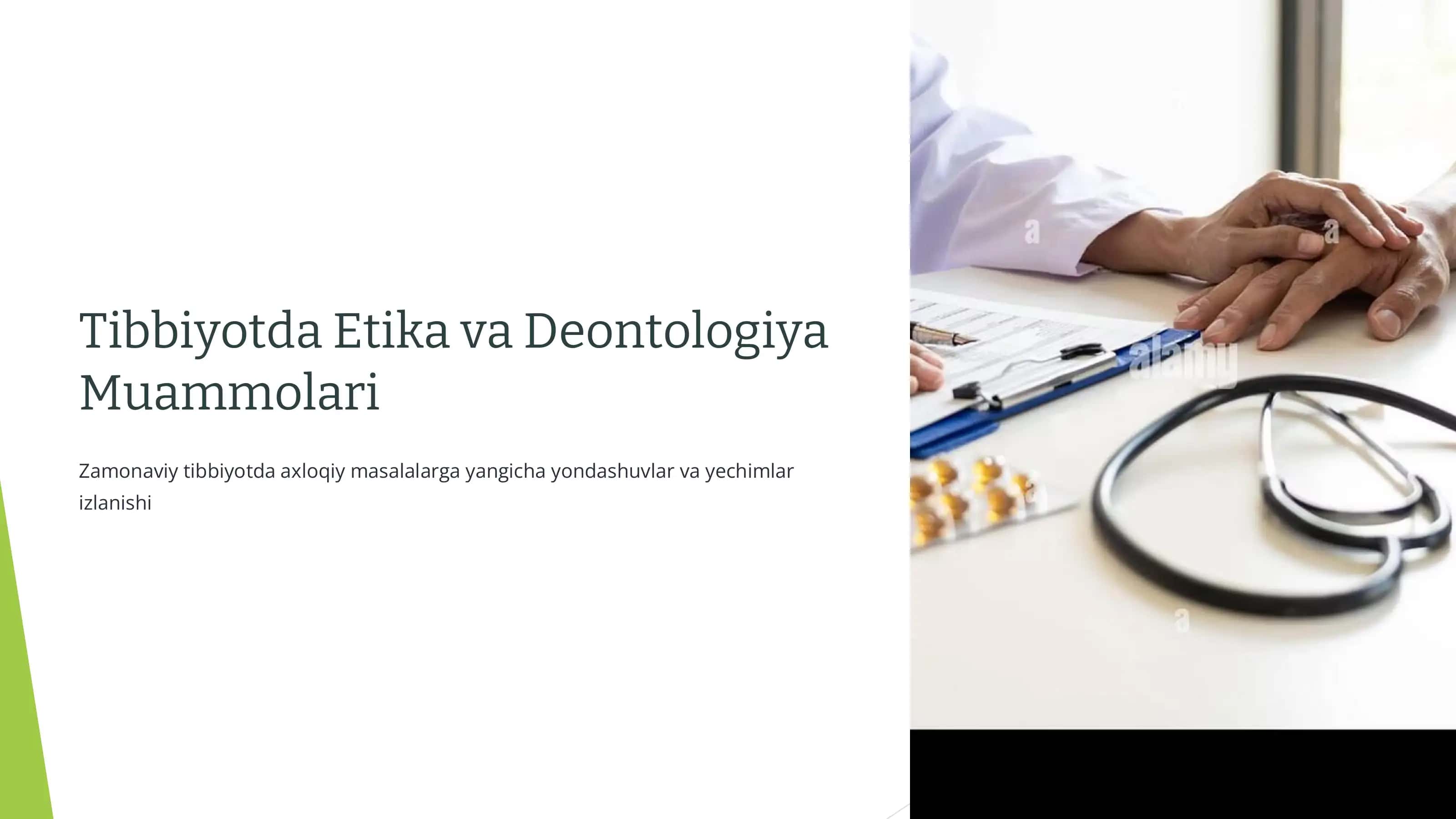 Tibbiyotda Etika va Deontologiya Muammolari 1