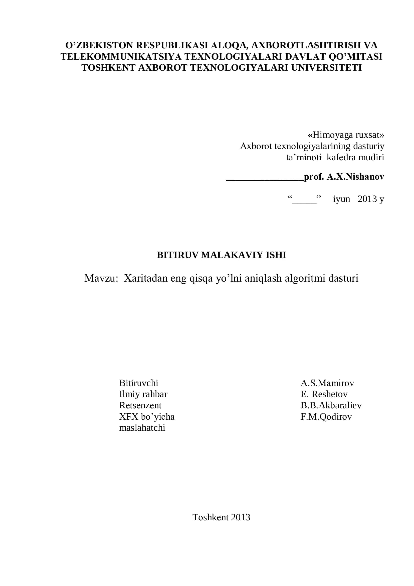 Хaritadan eng qisqa yo’lni aniqlash algоritmi dasturi 1