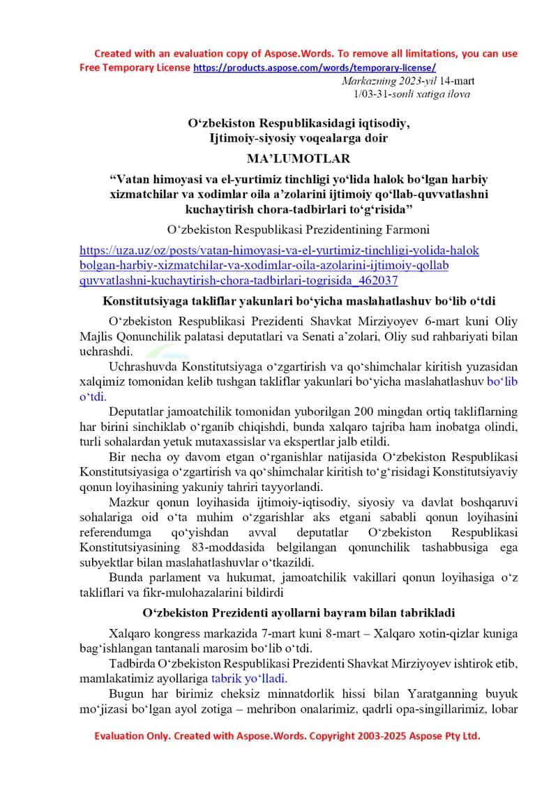 O‘zbekiston Respublikasi Prezidentining Farmoni va Strategik Sheriklik Dasturi 1