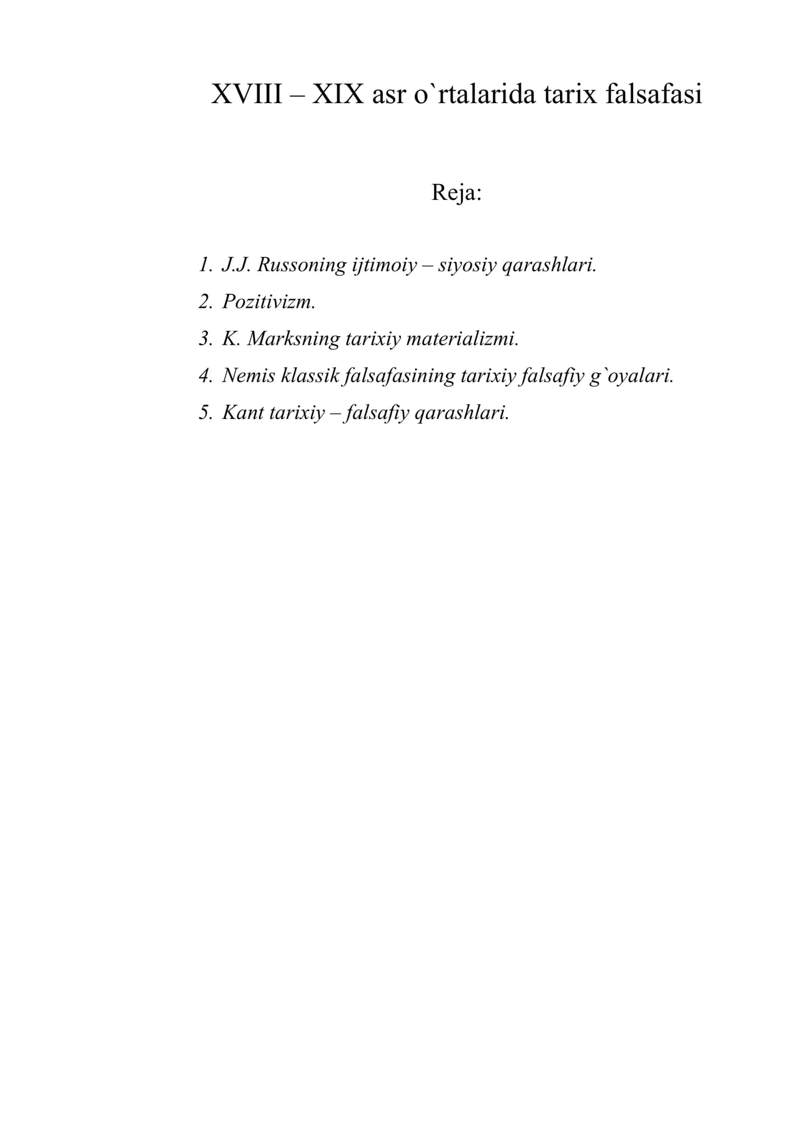 XVIII – XIX asr о`rtalarida tarix falsafasi 1