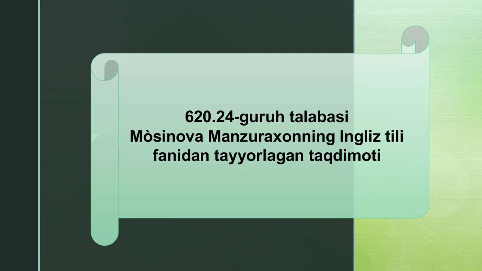 Ingliz tili fanidan tayyorlagan taqdimoti 1