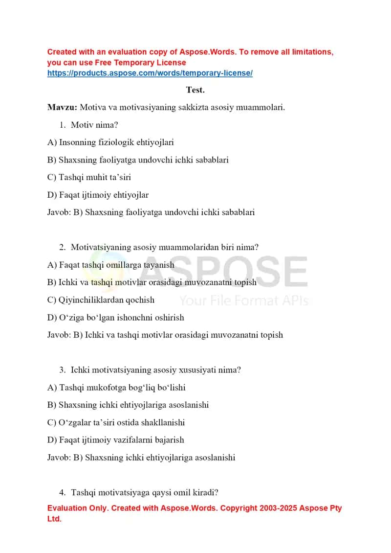Motiva va motivasiyaning sakkizta asosiy muammolari 1