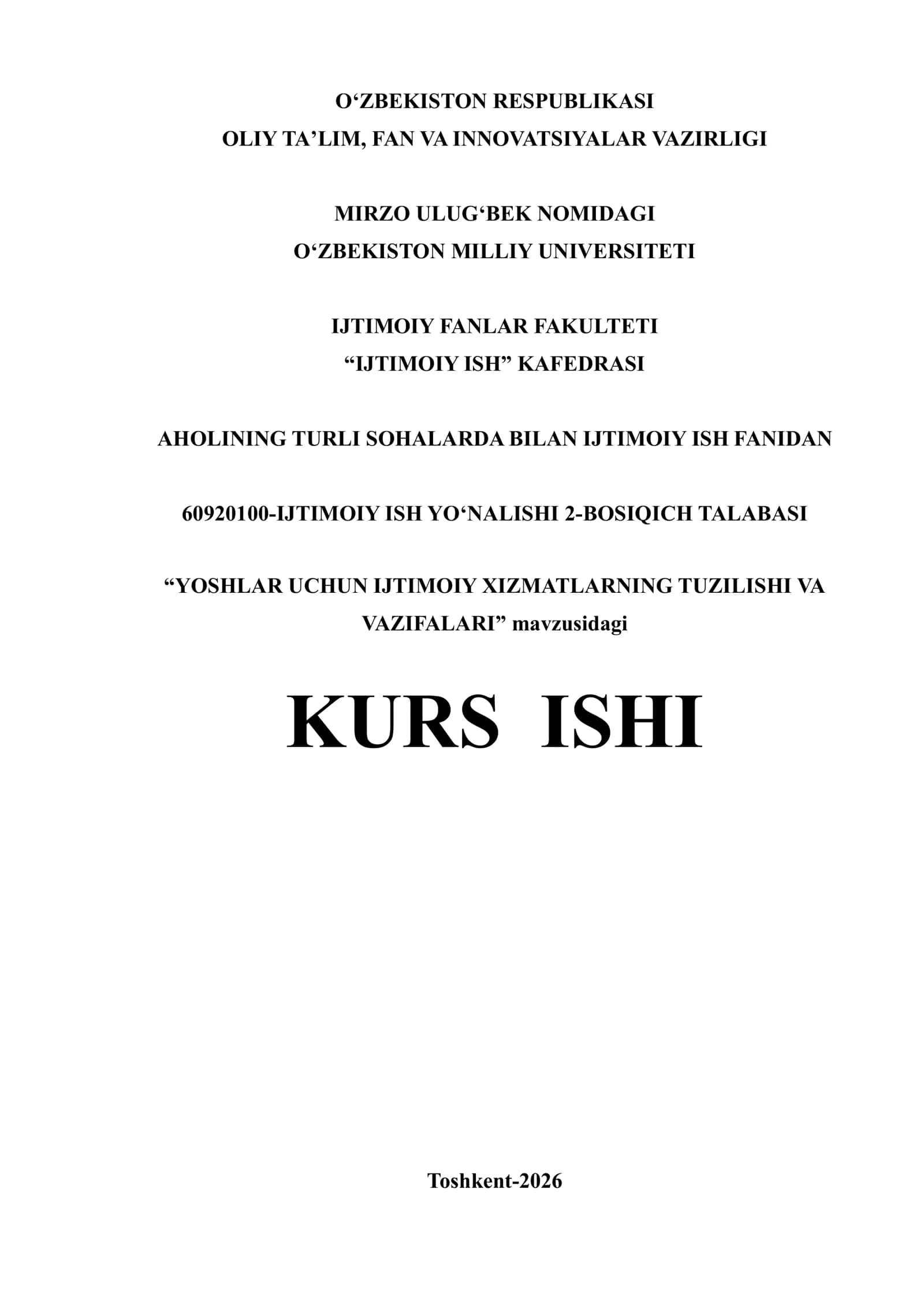 YOSHLAR UCHUN IJTIMOIY XIZMATLARNING TUZILISHI VA VAZIFALARI 1