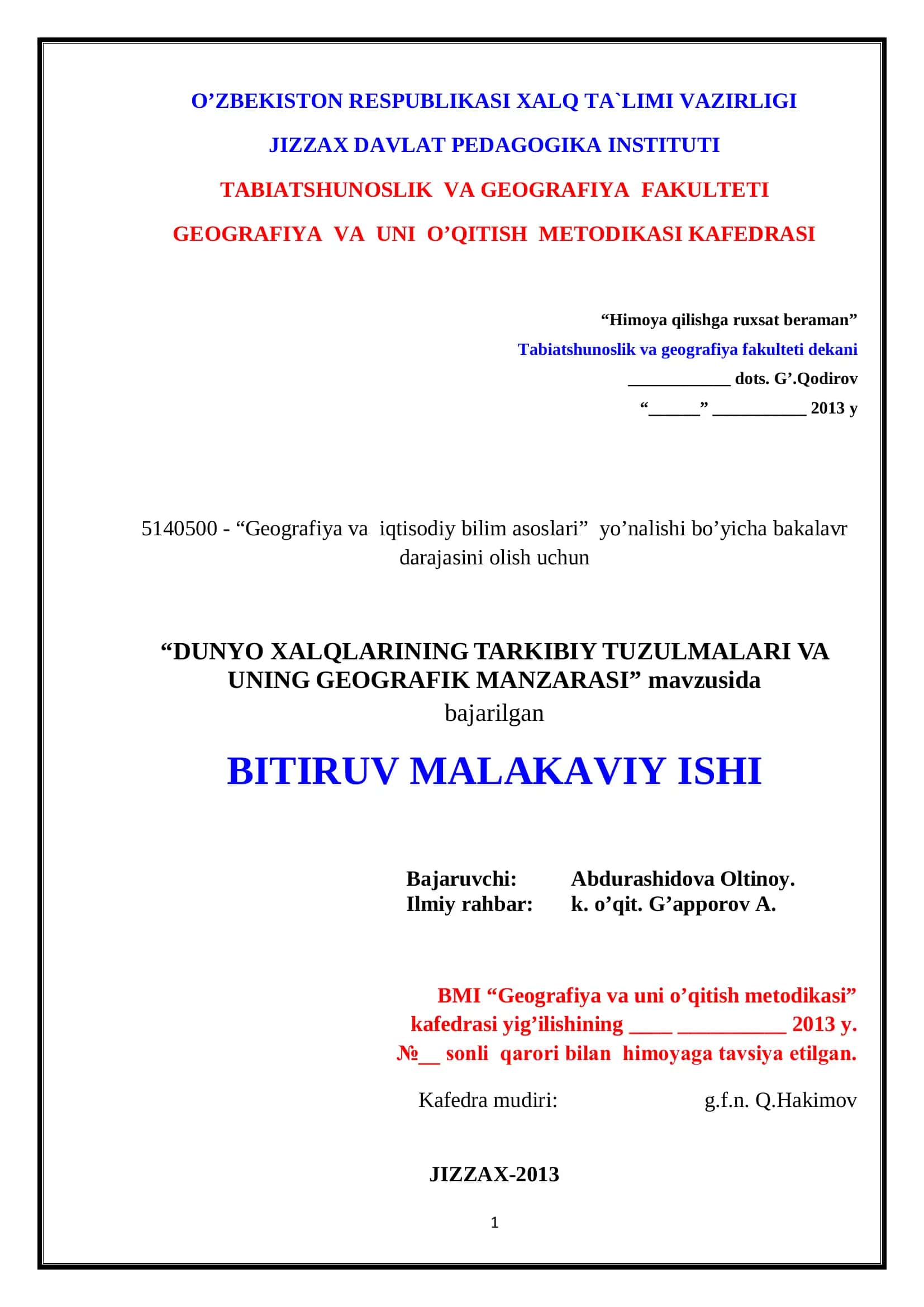 DUNYO XALQLARINING TARKIBIY TUZILMALARI VA ULARNING GEOGRAFIK MANZARASI 1