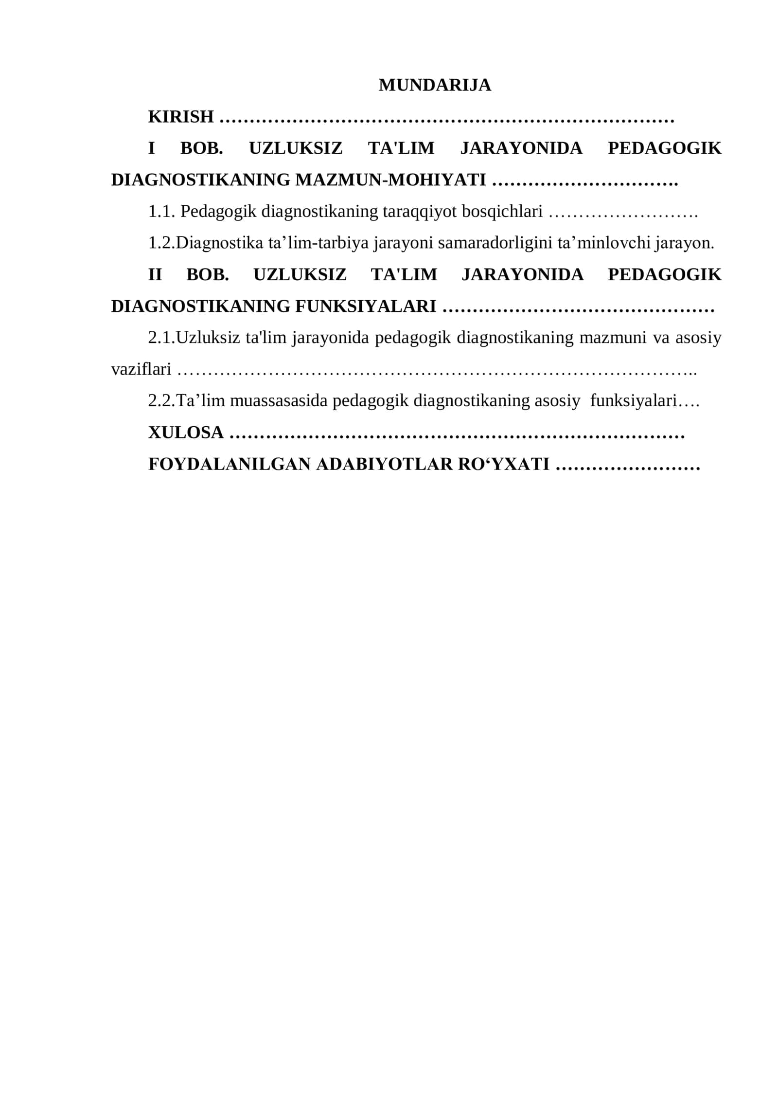 UZLUKSIZ TA'LIM JARAYONIDA PEDAGOGIK DIAGNOSTIKANING MAZMUN MOHIYATI 1