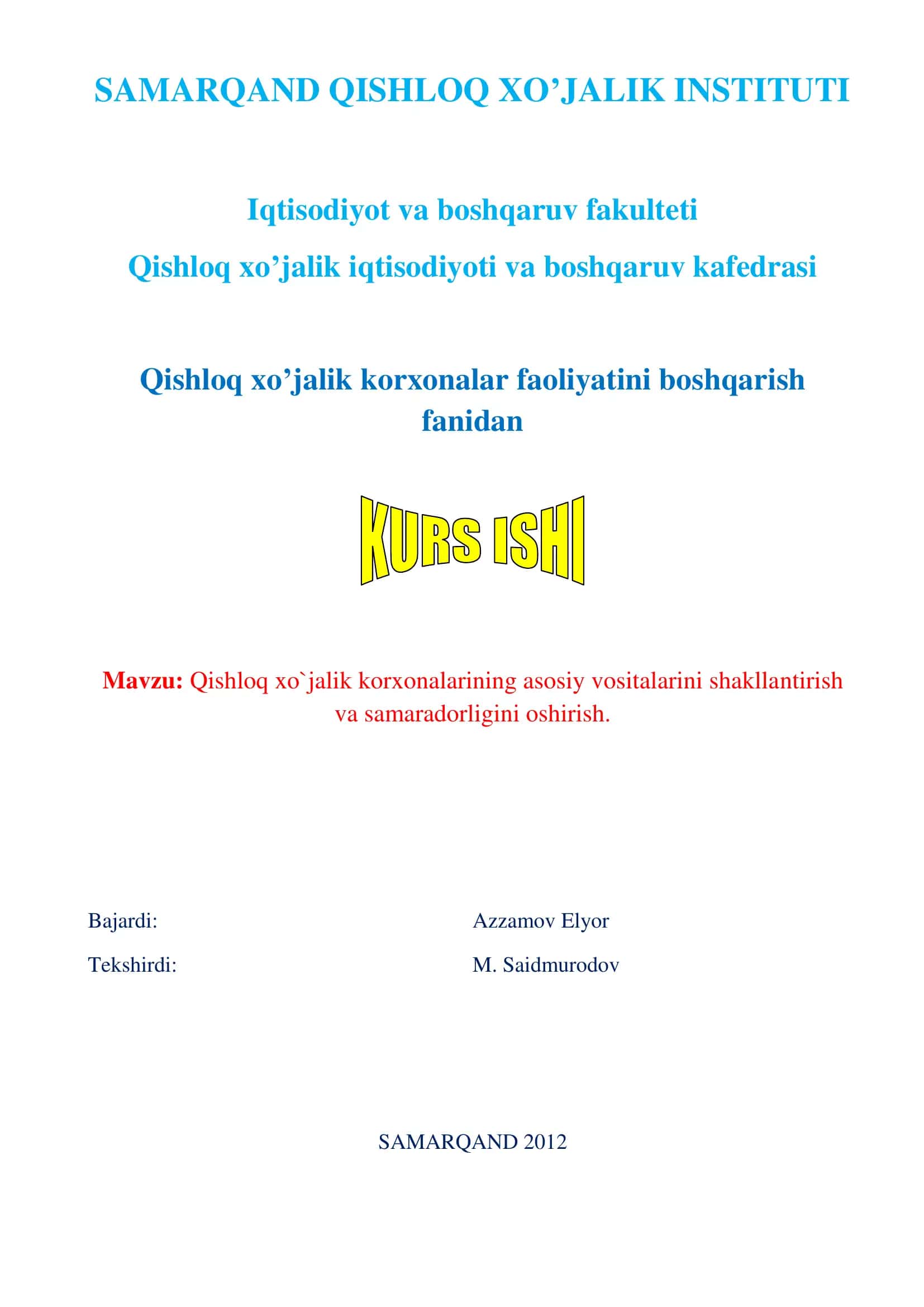 Qishloq xo’jalik korxonalar faoliyatini boshqarish 1