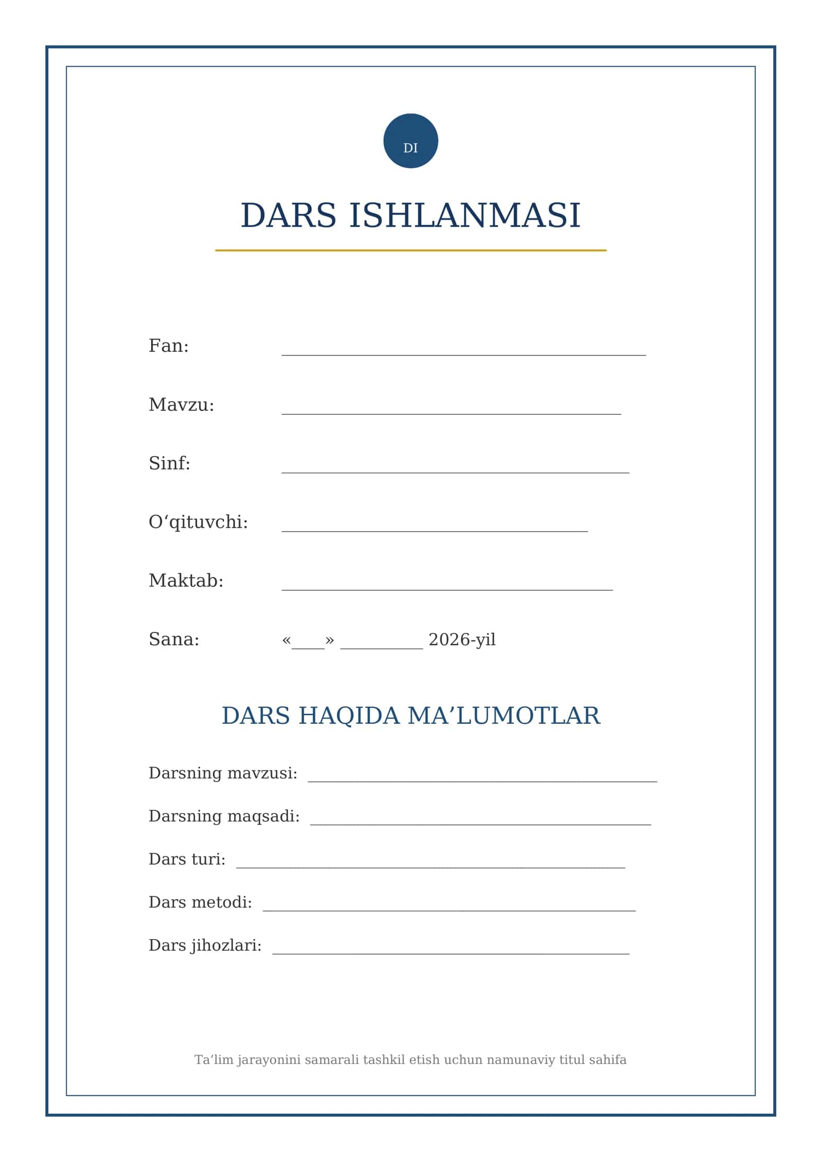 Dars ishlanmasi tituli 1