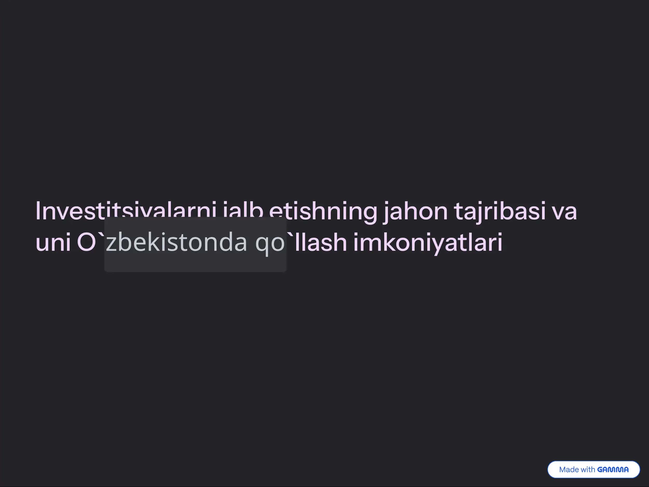 Investitsiyalarni jalb etishning jahon tajribasi va uni O`zbekistonda qo`llash imkoniyatlari 1