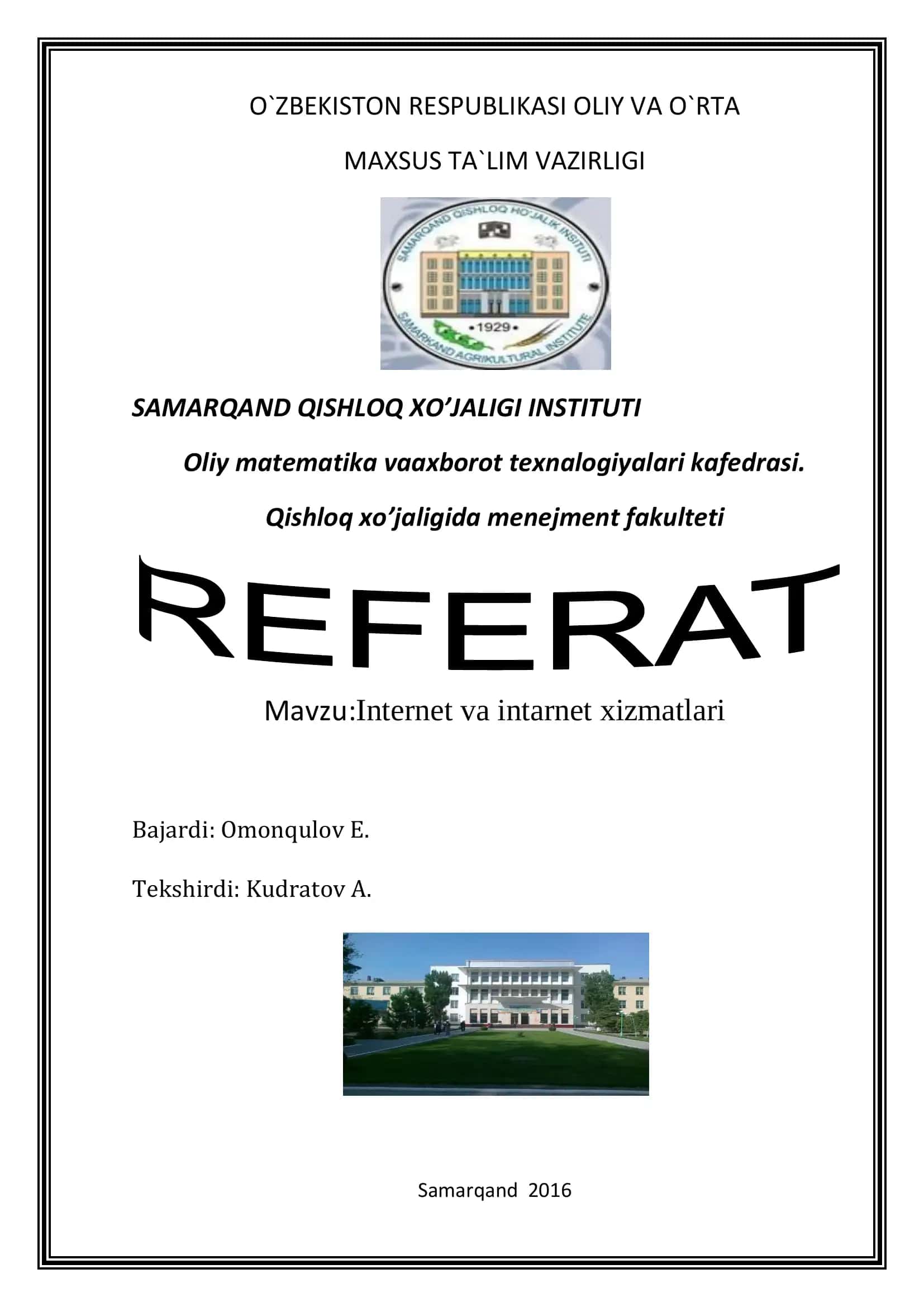 Internet va intarnet xizmatlari 1