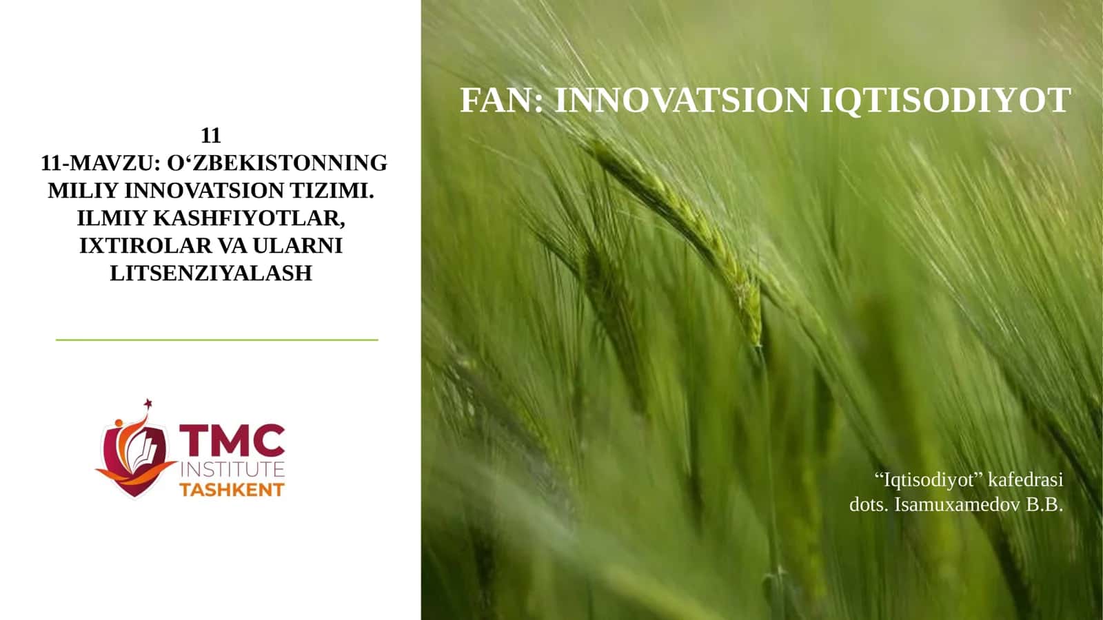 FAN: INNOVATSION IQTISODIYOT 1