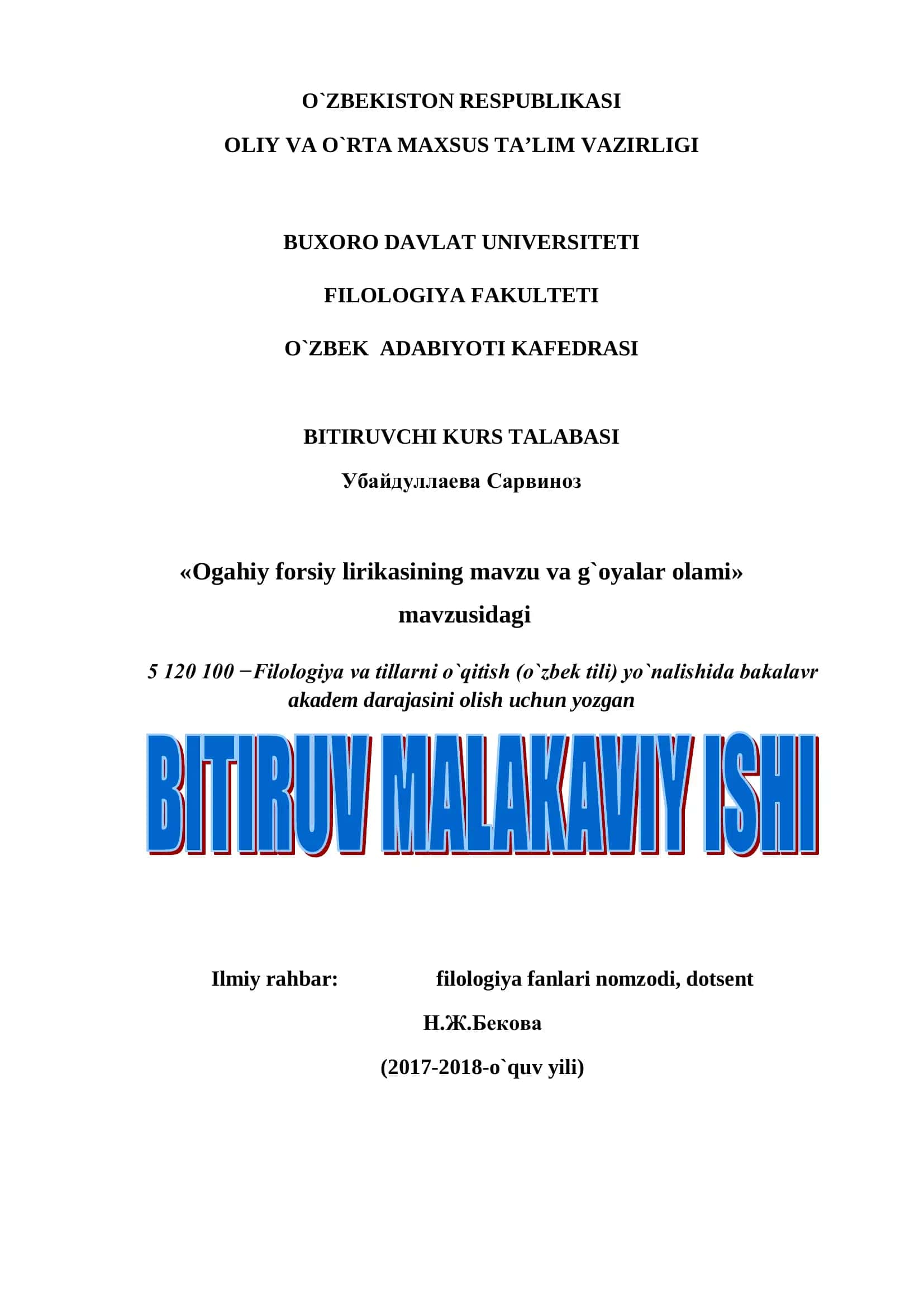 Ogahiy forsiy lirikasining mavzu va g`oyalar olami 1