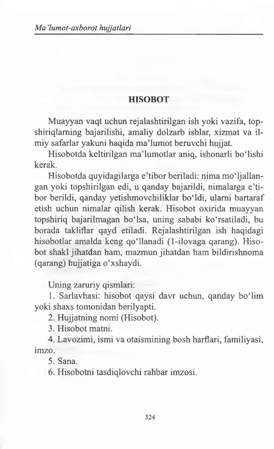 Hisobot yozish qoidalari va namunasi 1