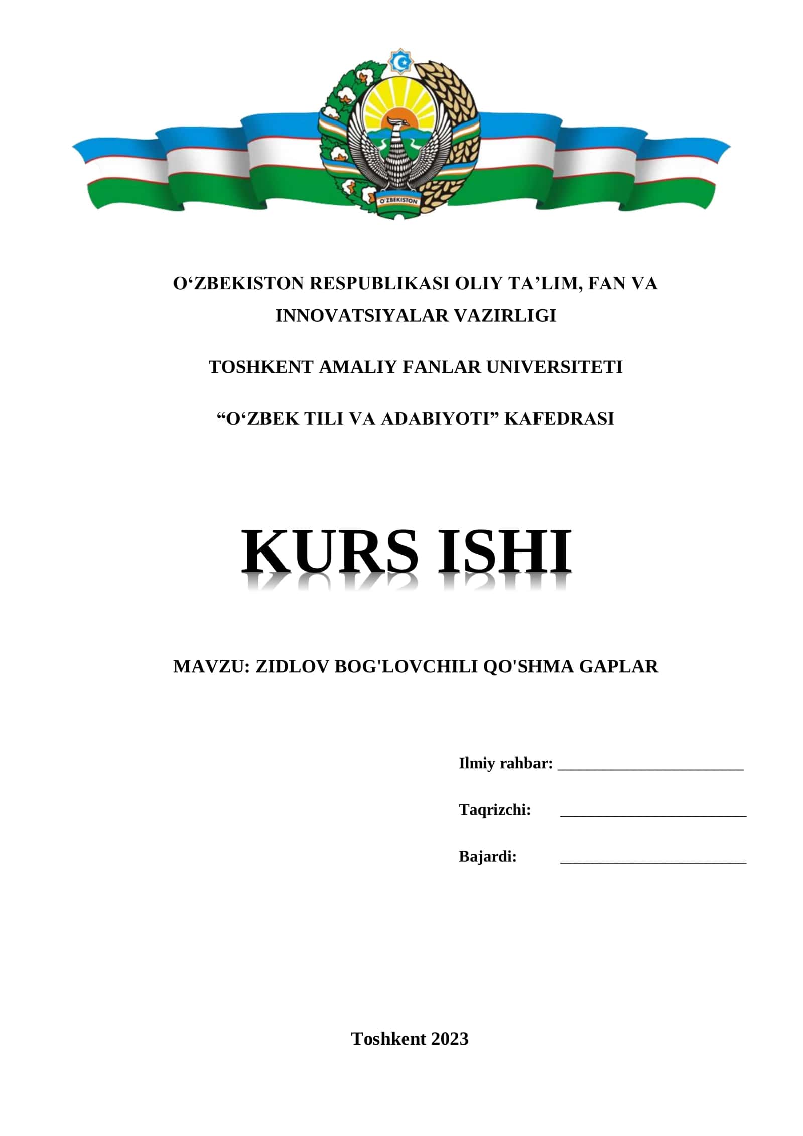 ZIDLOV BOG'LOVCHILI QO'SHMA GAPLAR 1