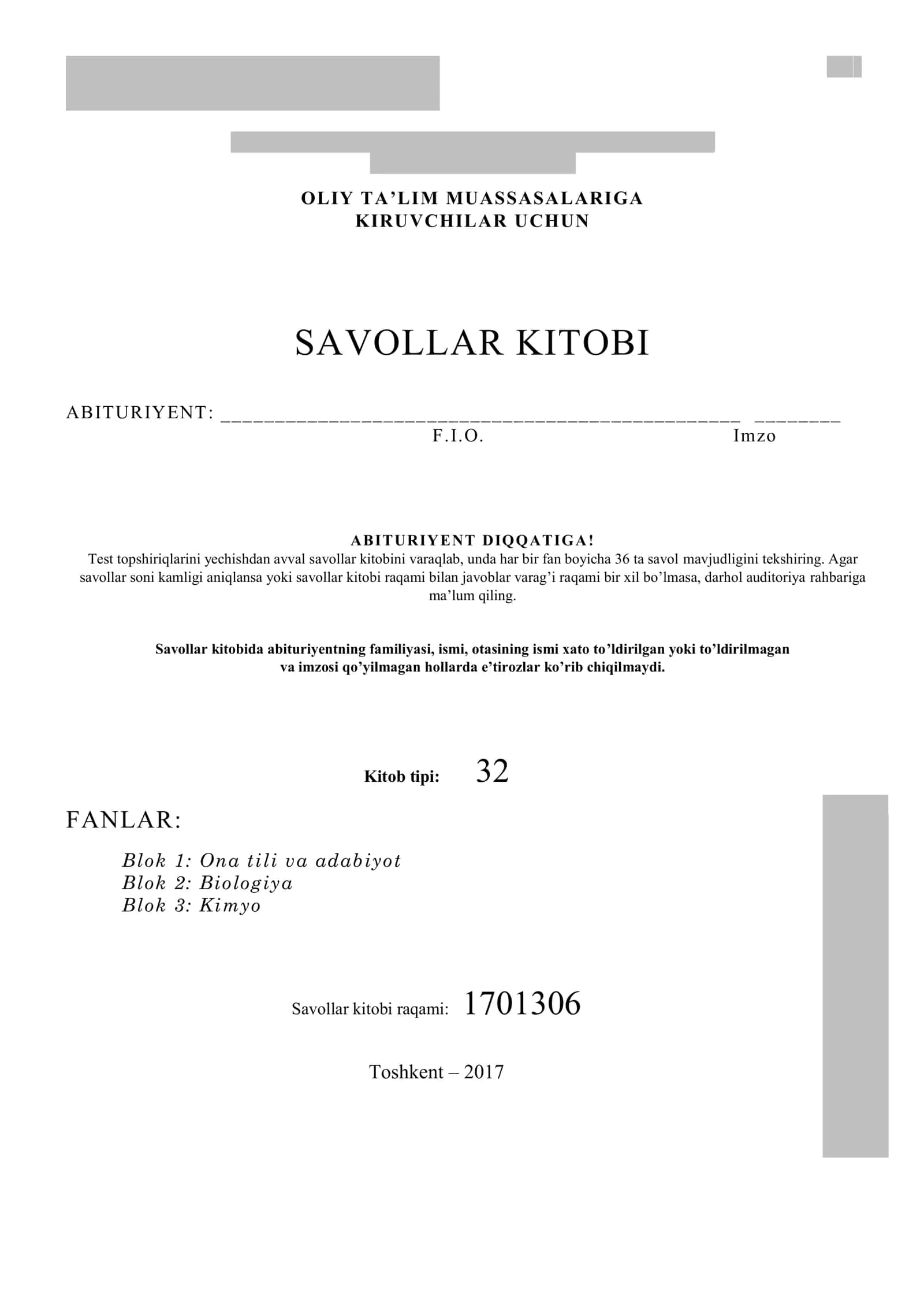 DTM SAVOLLAR KITOBI 1