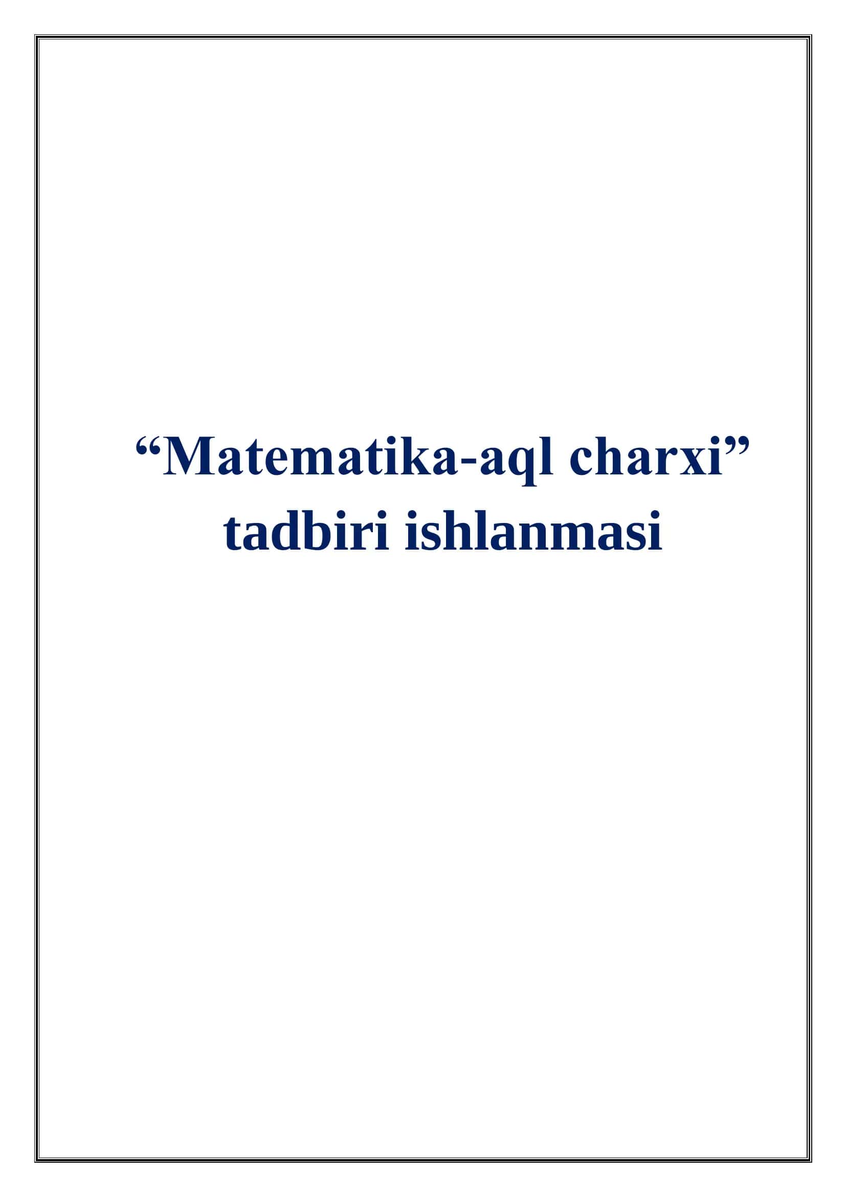 “Matematika-aql charxi” nomli tadbir 1