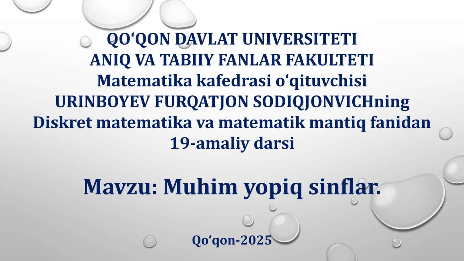 Muhim yopiq sinflar 1