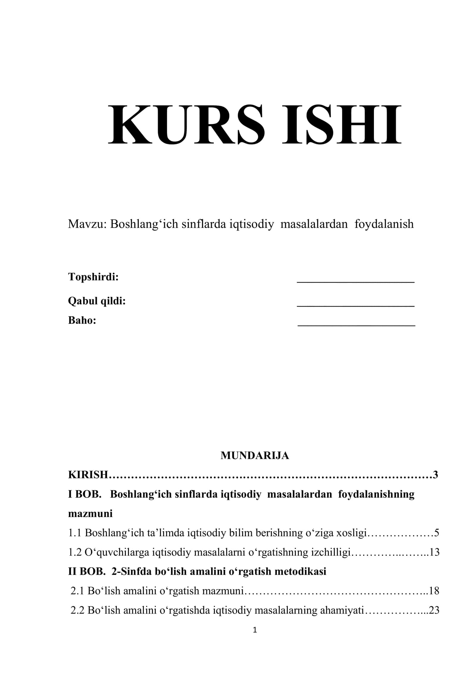 Boshlang‘ich sinflarda iqtisodiy masalalardan foydalanish 1