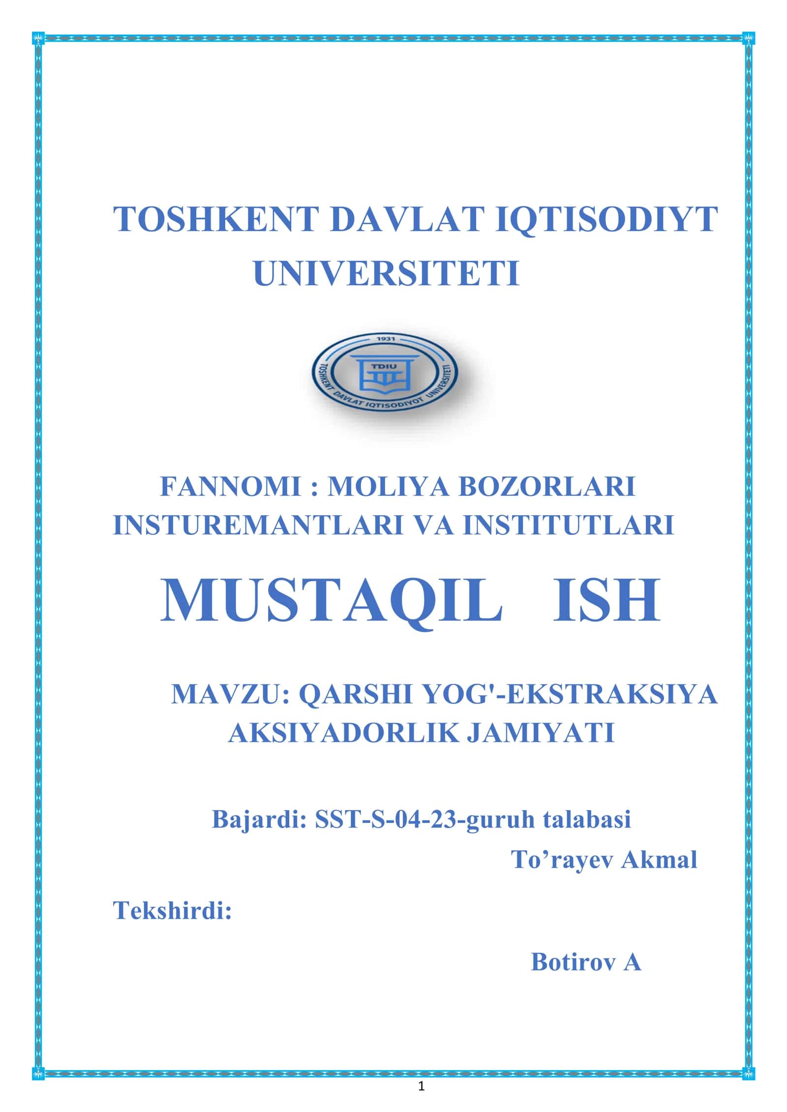QARSHI YOG'-EKSTRAKSIYA AKSIYADORLIK JAMIYATI 1