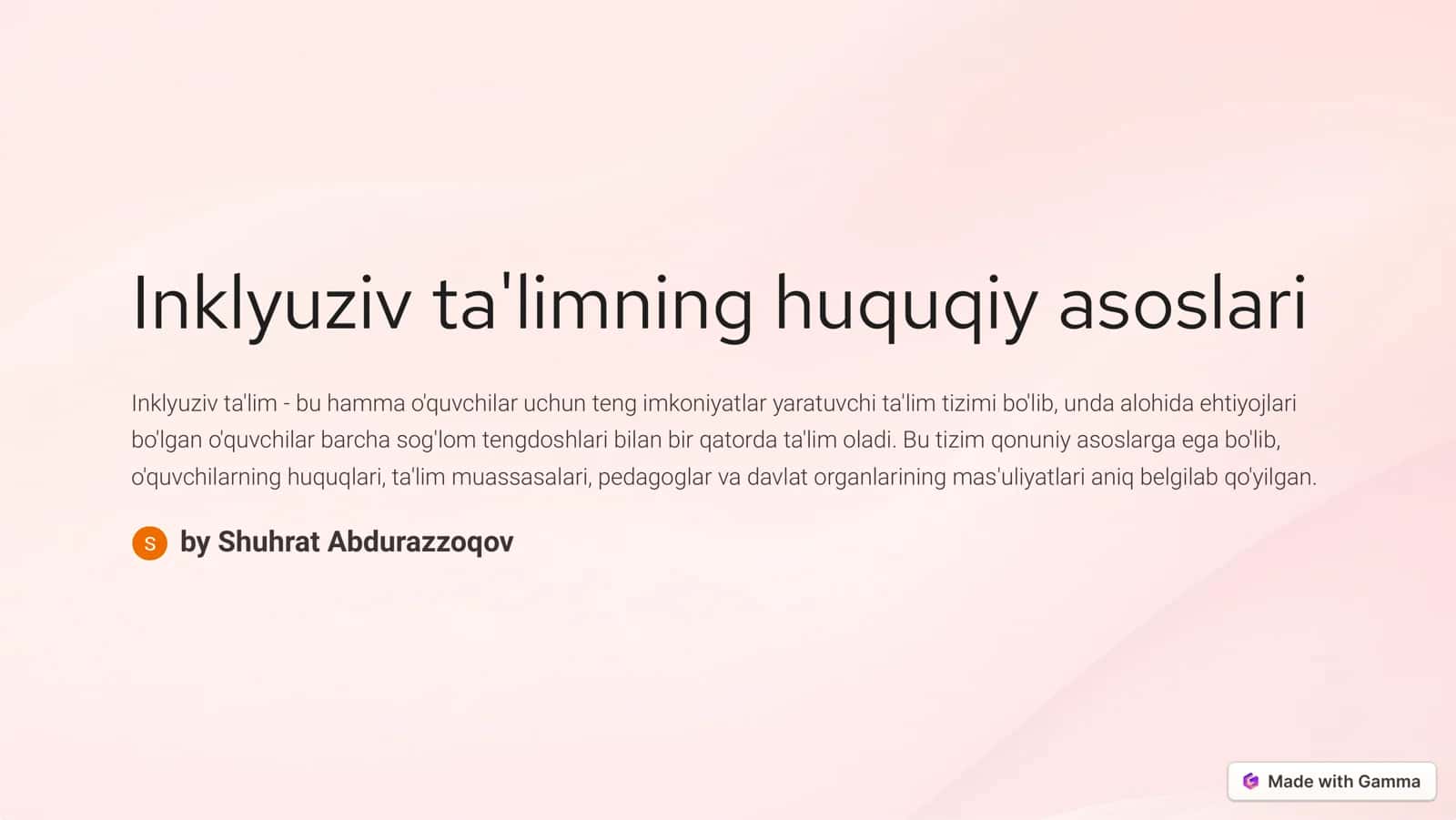 Inklyuziv ta'limning huquqiy asoslari 1