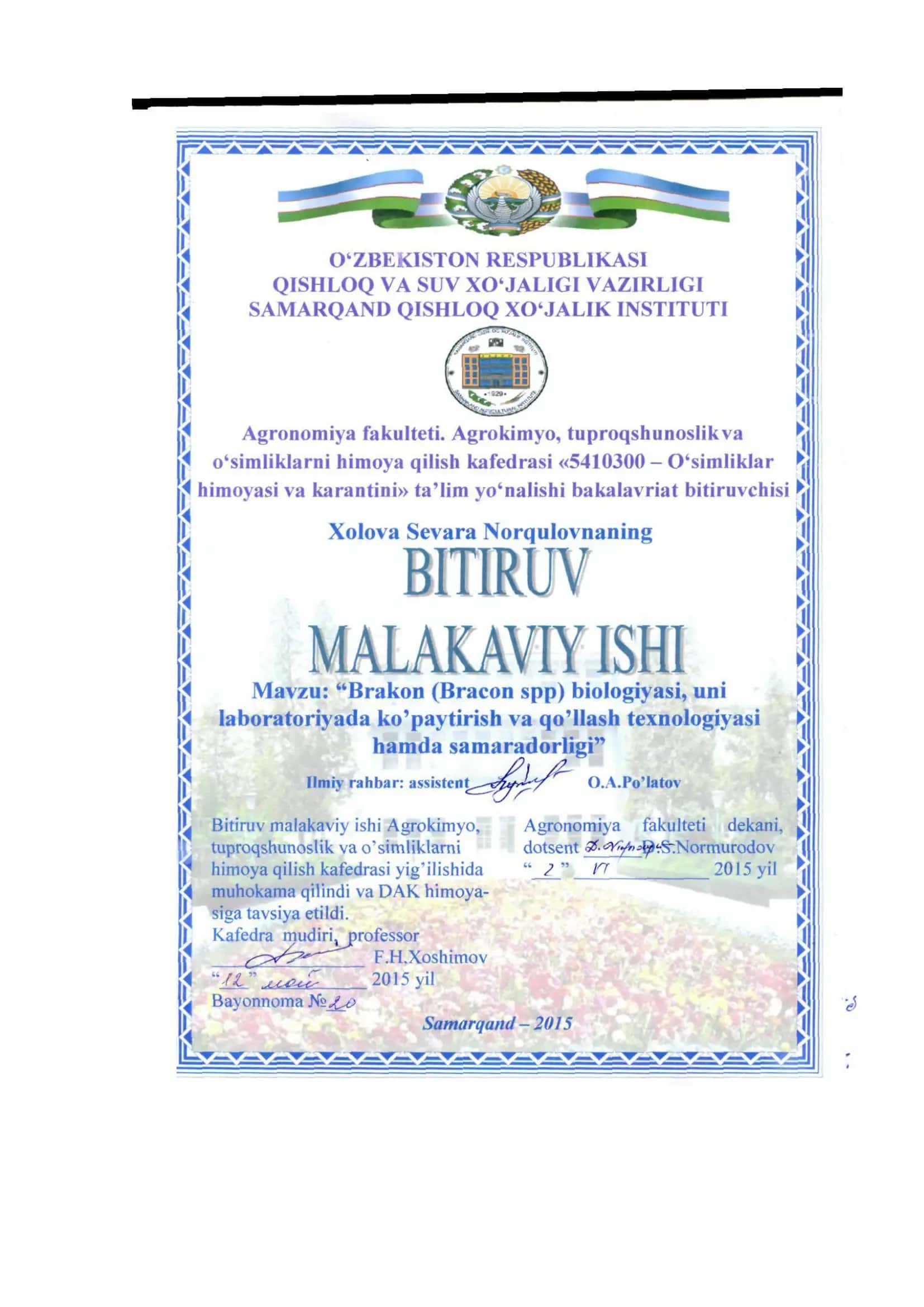 Brakon (Bracon spp) biologiyasi 1