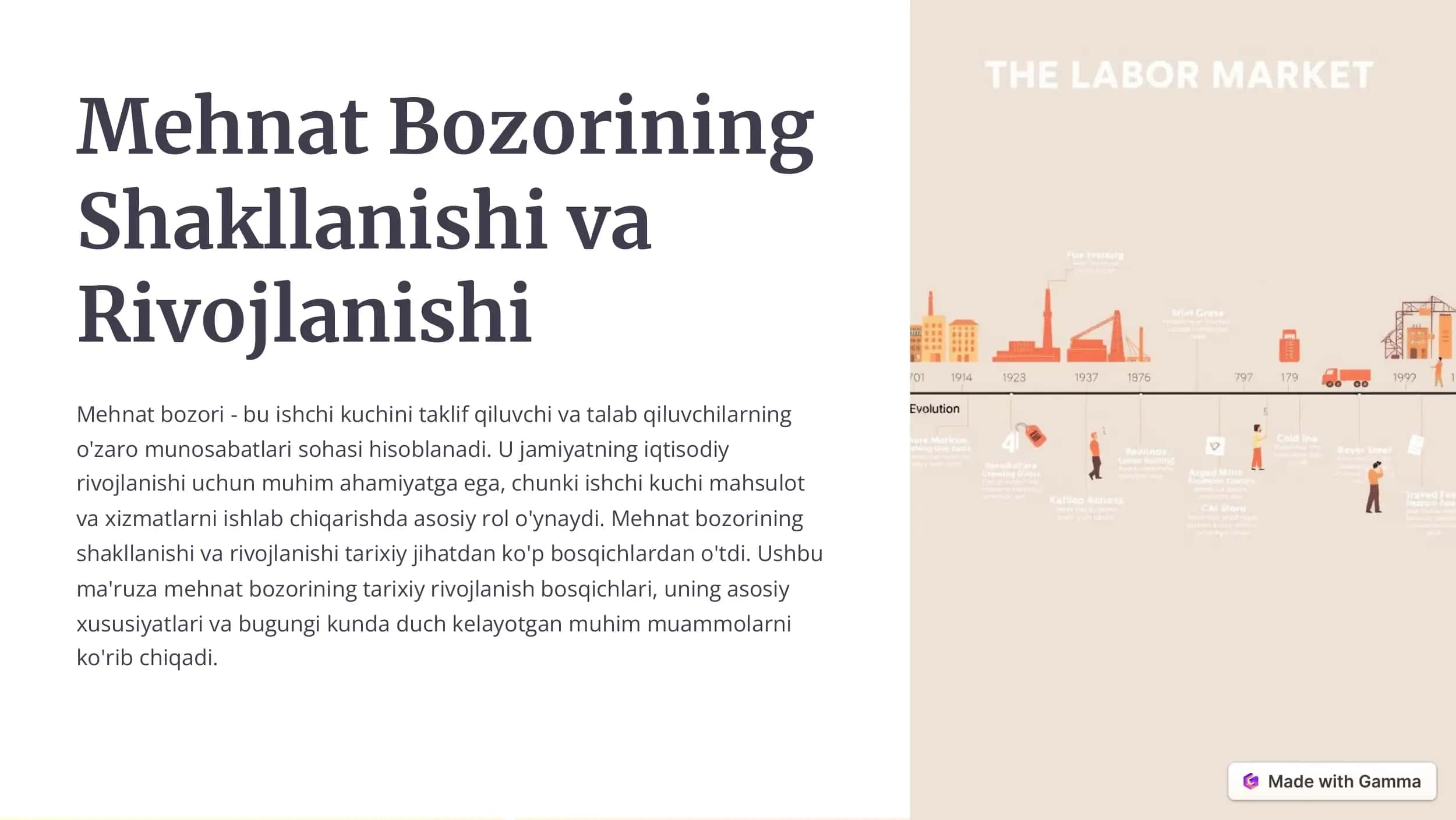 Mehnat Bozorining Shakllanishi va Rivojlanishi 1