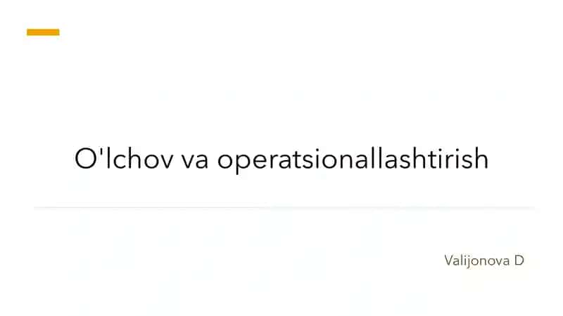 O'lchov va operatsionallashtirish