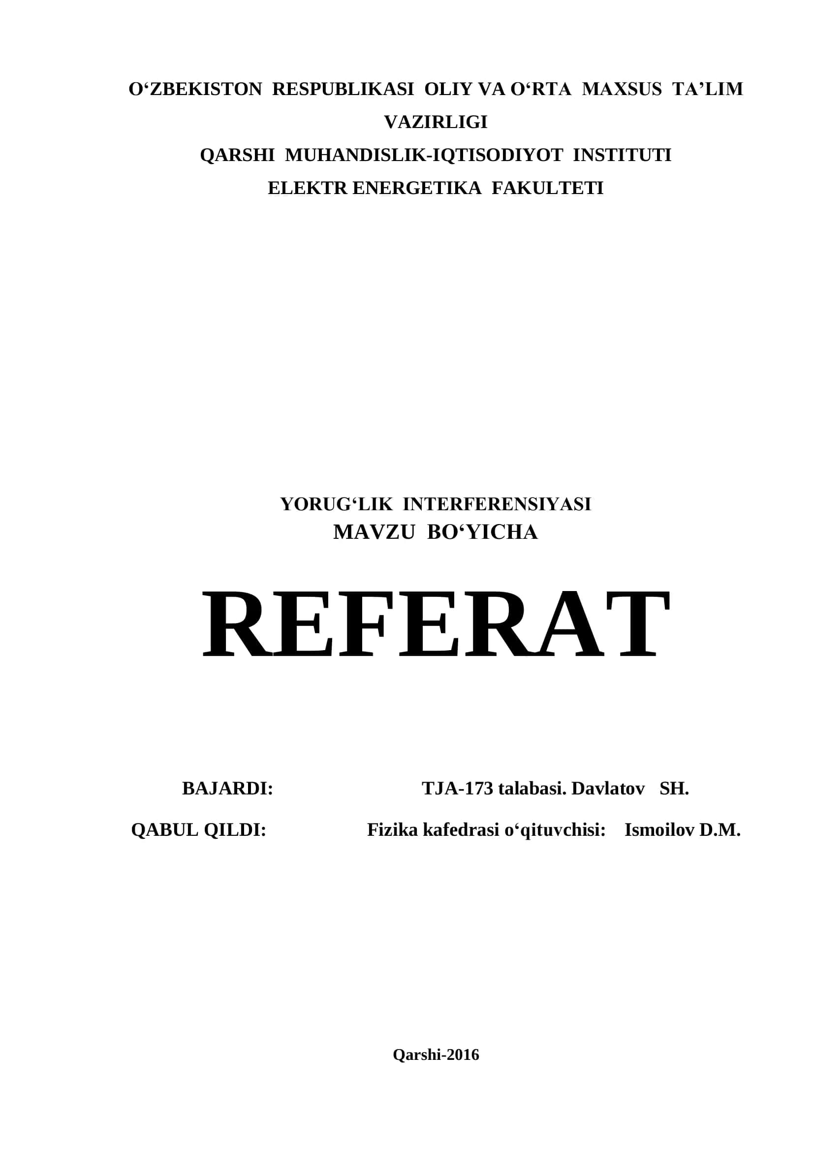 YORUG‘LIK INTERFERENSIYASI 1