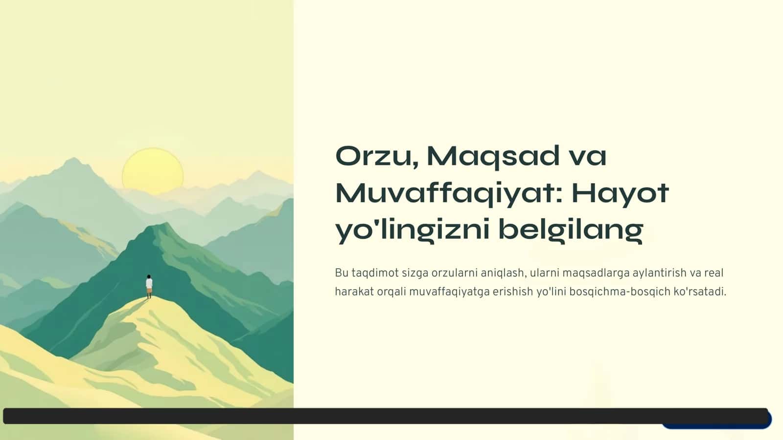 Orzu, Maqsad va Muvaffaqiyat: Hayot 1