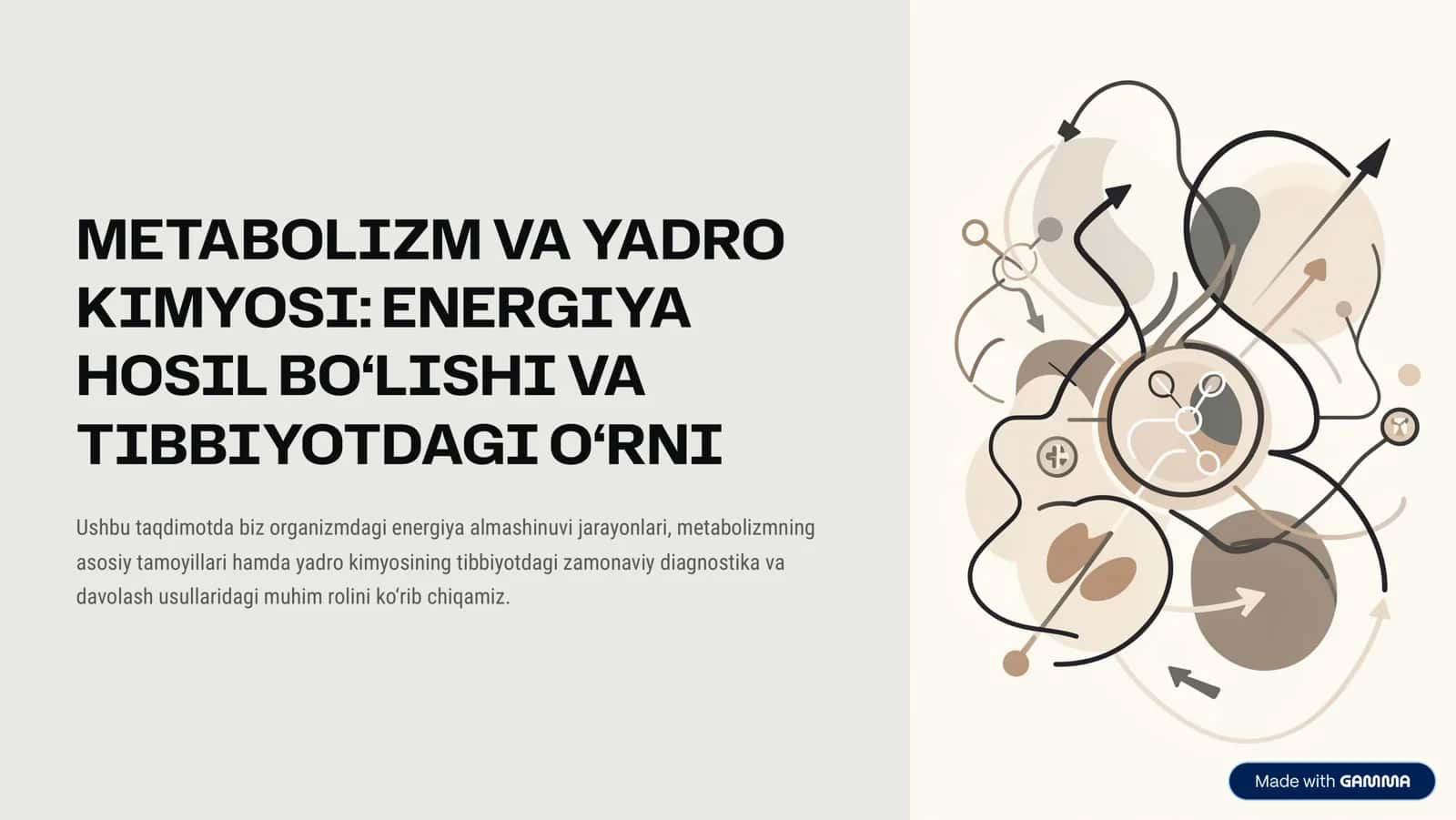 METABOLIZM VA YADRO KIMYOSI: ENERGIYA HOSIL BO‘LISHI VA TIBBIYOTDAGI O‘RNI 1