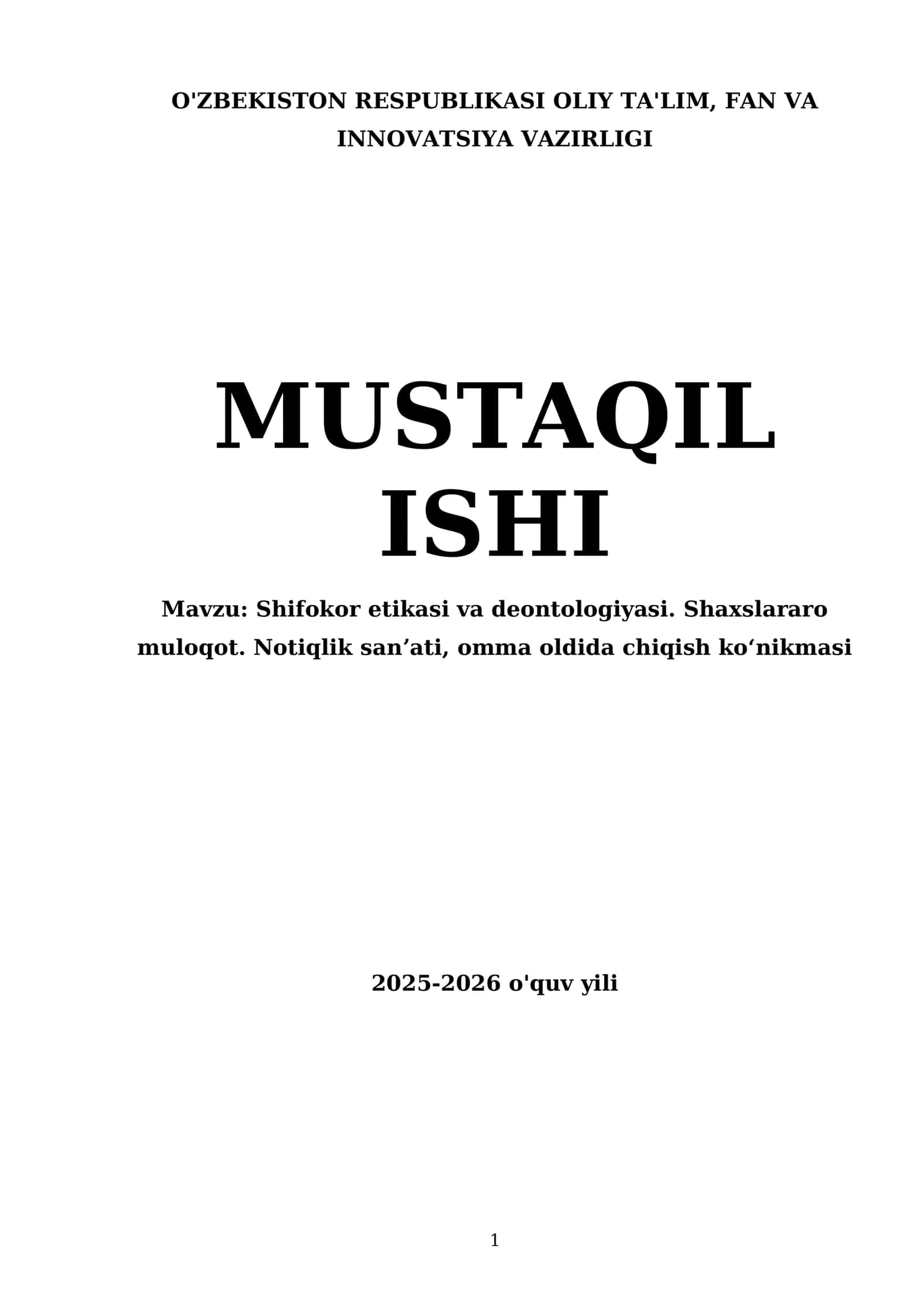Shifokor etikasi va deontologiyasi. Shaxslararo muloqot 1