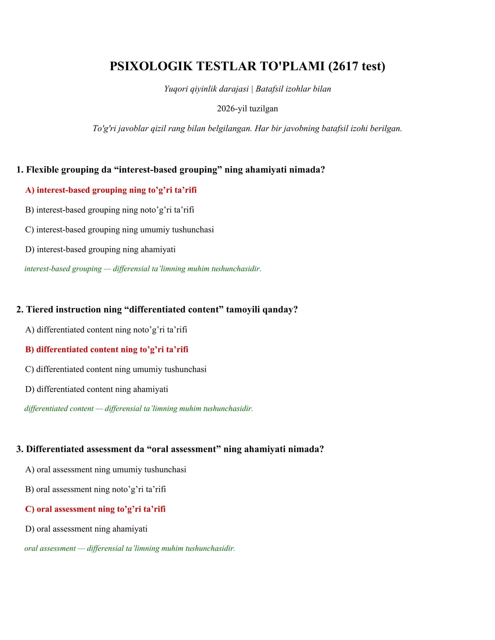 PSIXOLOGIK TESTLAR TO'PLAMI (2617 test) 1
