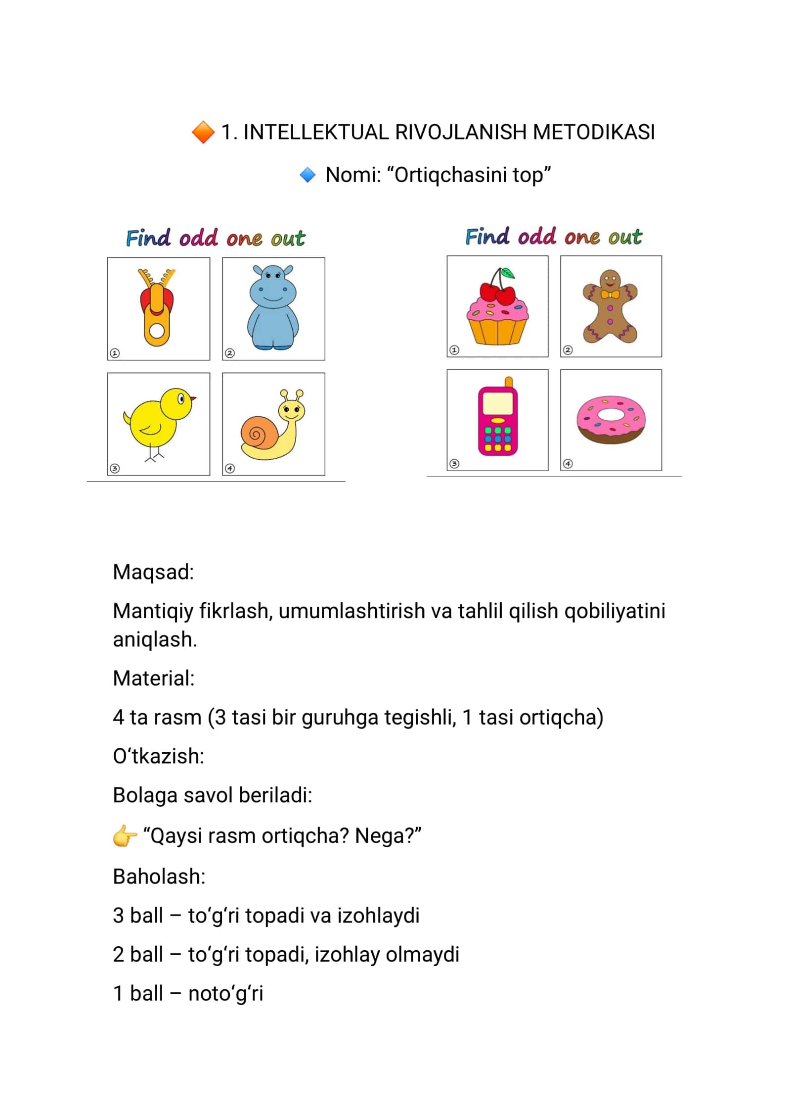 INTELLEKTUAL RIVOJLANISH METODIKASI 1